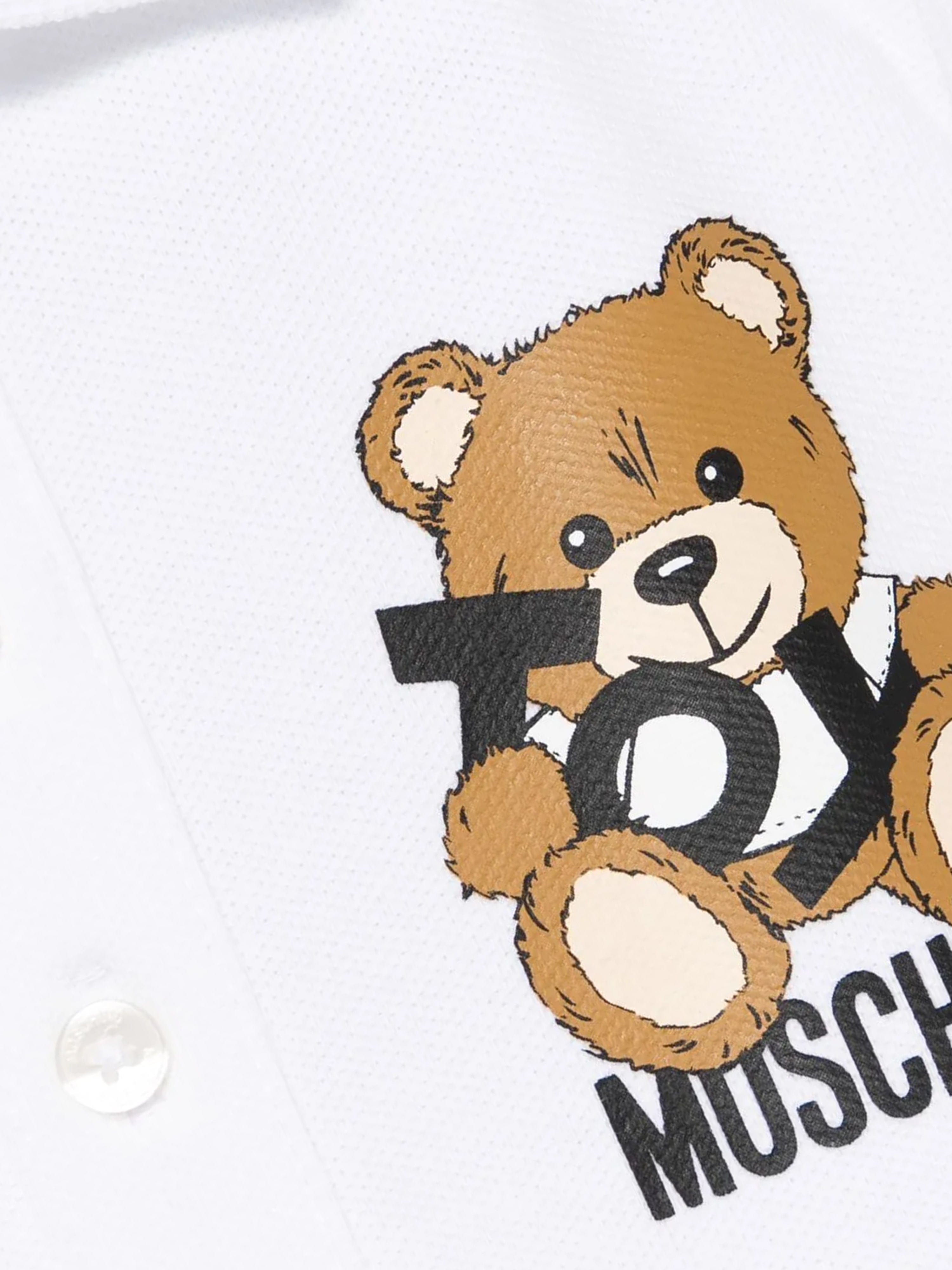 Adorable Baby Boys' White Teddy Bear Polo Shirt - Soft & Comfortable Cotton Top for Casual Outings & Photo Shoots