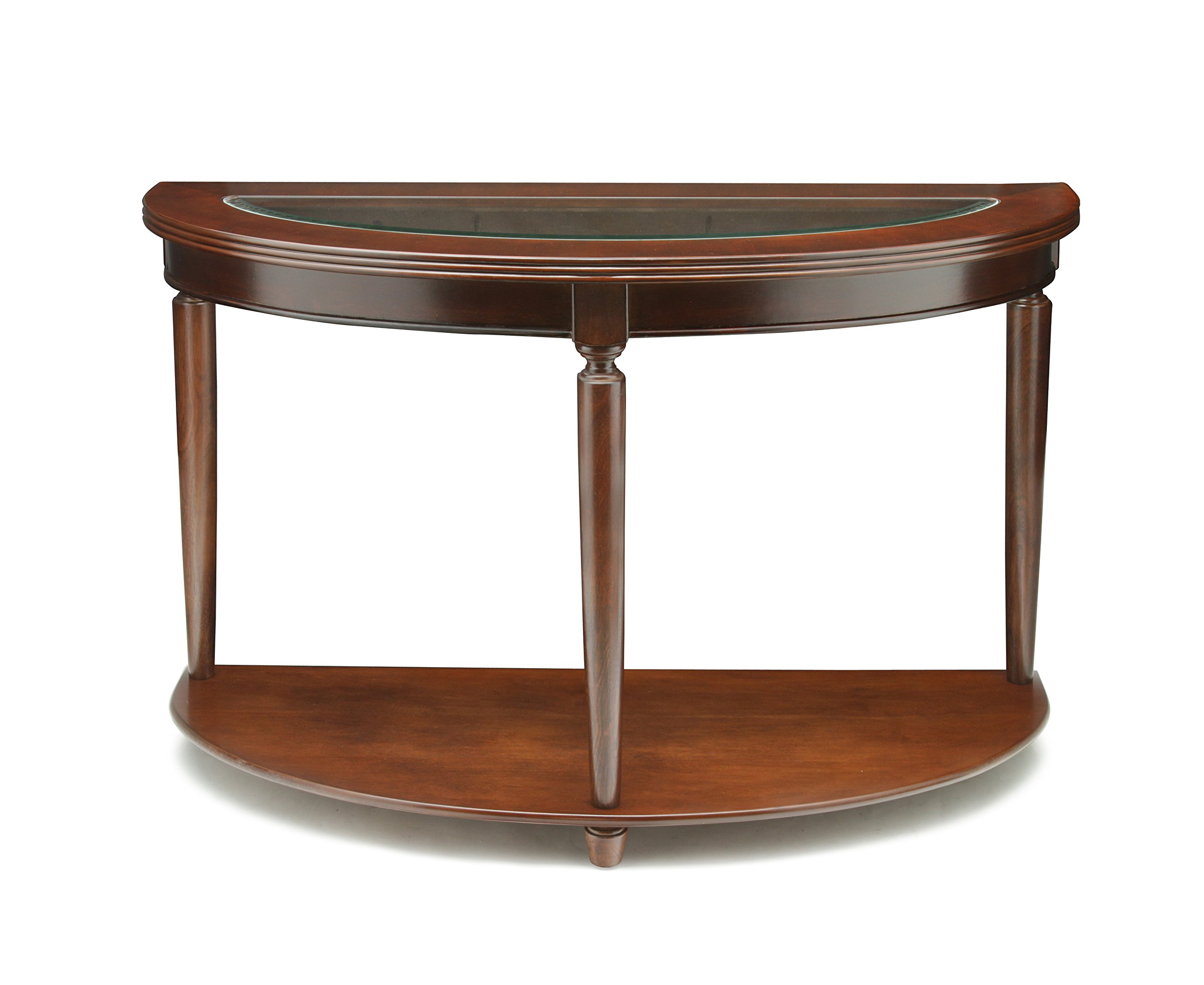 Furniture of America Western Beveled Glass Top Sofa Table - Dark Cherry Finish | Elegant Entryway Console Table for Living Room, Hallway & Home Decor