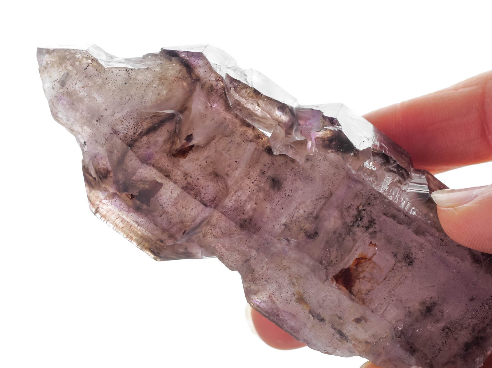 Natural Amethyst with Red Hematite Needles - Raw Crystal Birthstone, Unique Gift for Women & Men, Boho Home Decor | Perfect for Meditation, Healing & Spiritual Practices