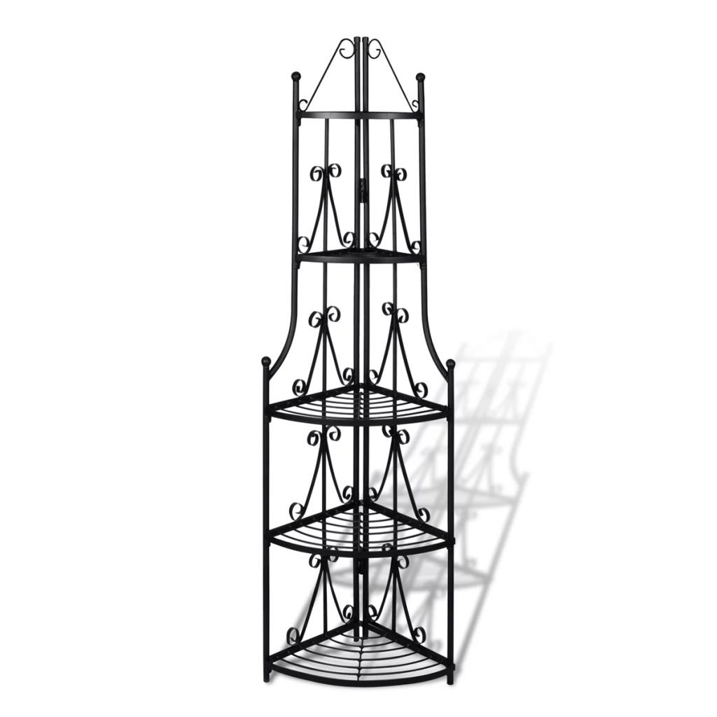 5-Tier Plant Stand Corner Shelf - Black Quarter Round Flower Pot Rack for Orchids, Succulents & Indoor Plants (14.2x23.6 Inch) - Space-Saving Storage Solution for Living Room, Bedroom, Balcony & Outdoor Decor