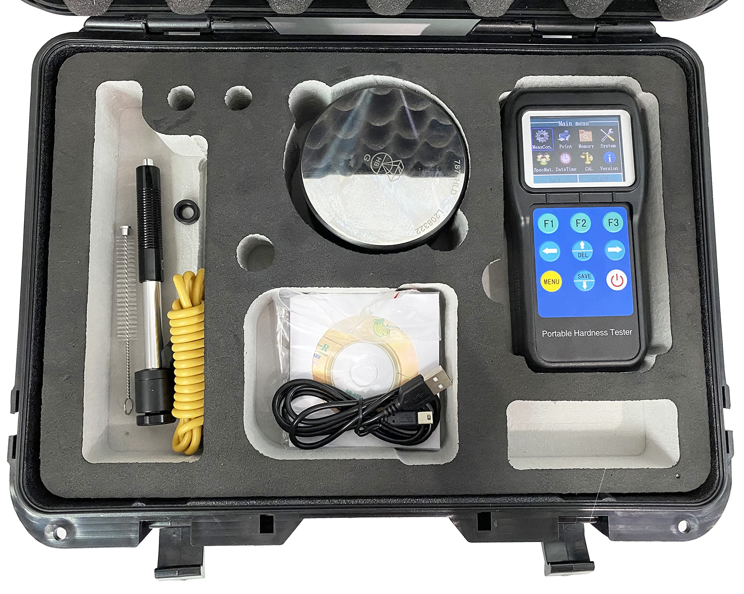Portable Digital Hardness Tester - Durometer for Metal, Steel, Alloys | 600 Memory Groups | Ideal for Quality Control, Manufacturing & Material Testing