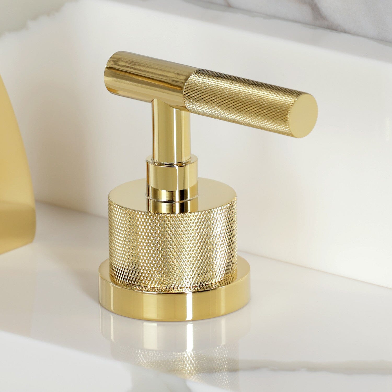 Premium 3-Hole Widespread Bathroom Faucet with Knurled Handles & Brass Pop-Up Drain - Deck Mount Two Handle Sink Faucet for Vanity, Powder Room & Guest Bathroom