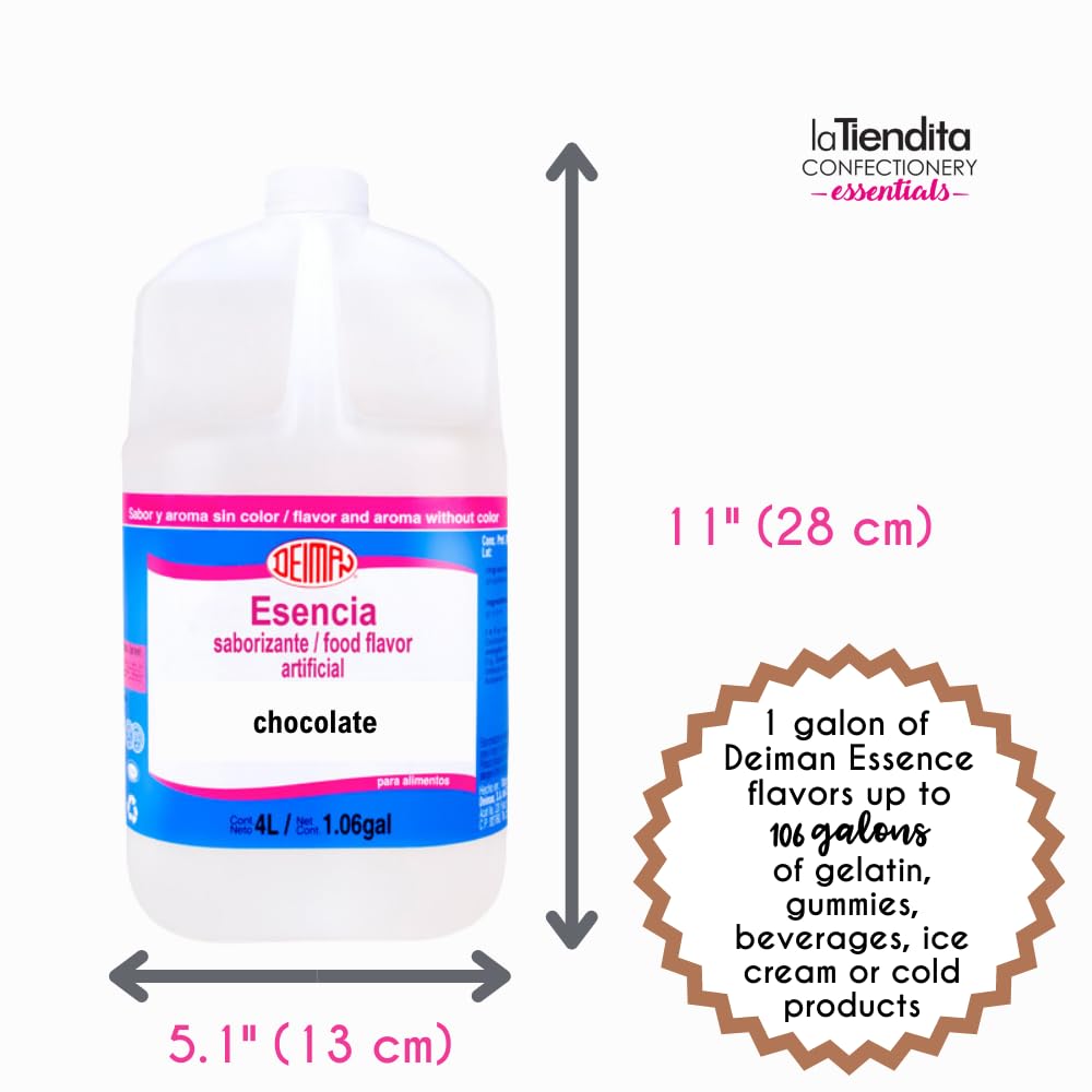 Premium Deiman Chocolate Flavoring Essence - 1.06 Gallon Bulk Size for Baking, Cooking & Beverages - Artificial Food Grade Flavor Concentrate for Cakes, Cookies, Coffee & Desserts