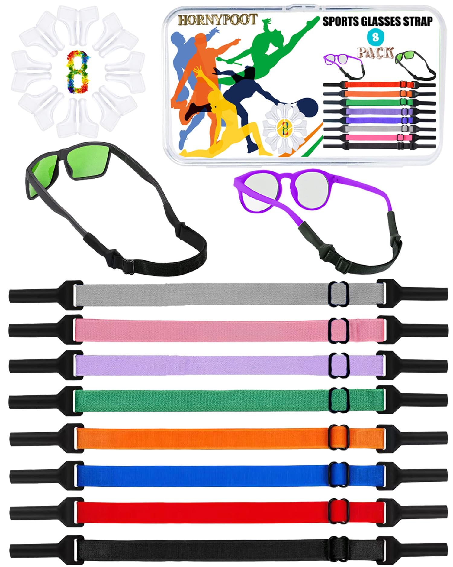 **Kids & Adults Silicone Eyeglasses Strap (6.5-10in) - Adjustable Glasses Holder for Boys, Girls, Women & Men - Perfect for Sports, Reading & Outdoor Activities**