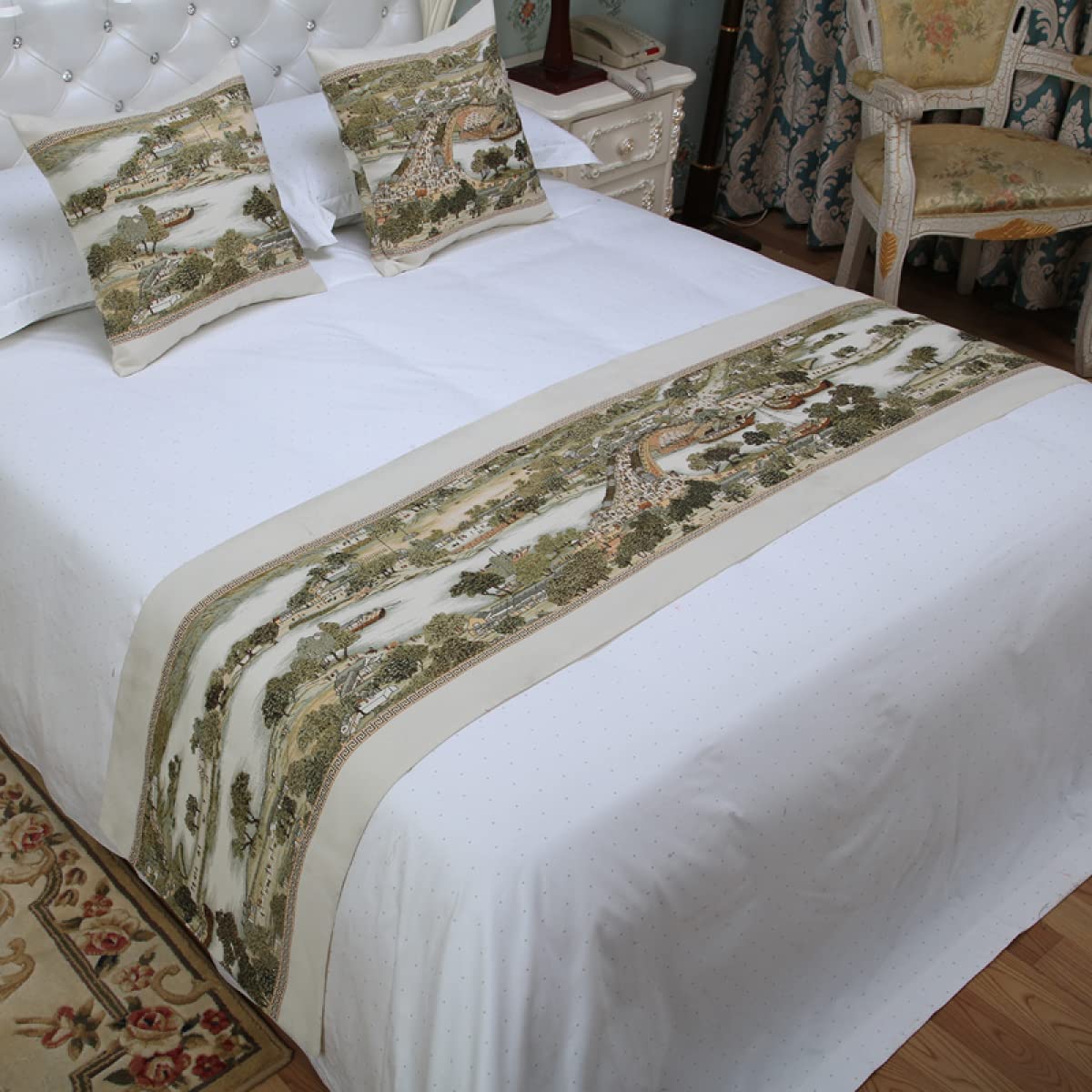 QFWMCW Bed Runners & Scarves - Twin/Queen/King Size Bed Decor for Hotels & Home