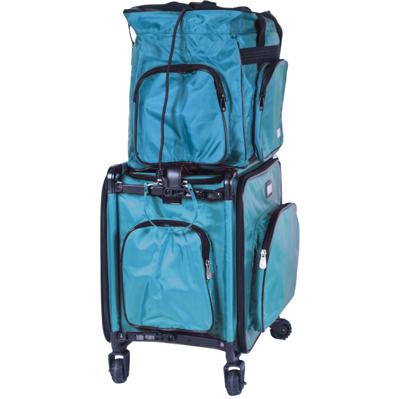 Tutto Serger Tote on Wheels - 17 Inch Rolling Sewing Machine Bag in Turquoise | Perfect for Quilting, Craft Fairs & Sewing Classes