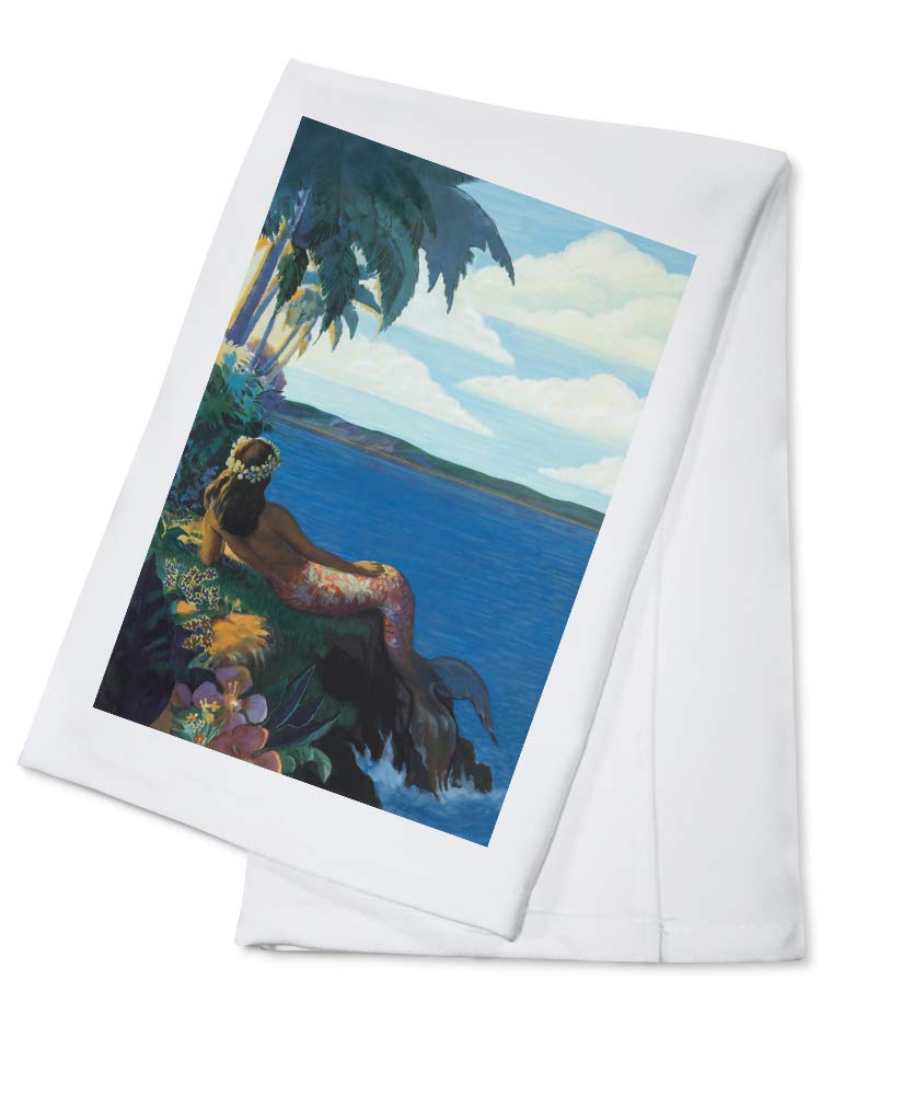 Tropical Mermaid Watercolor Tea Towel - 100% Cotton Decorative Hand Towel for Kitchen & Home Decor | Perfect for Dish Drying, Gift Giving & Coastal Themed Spaces