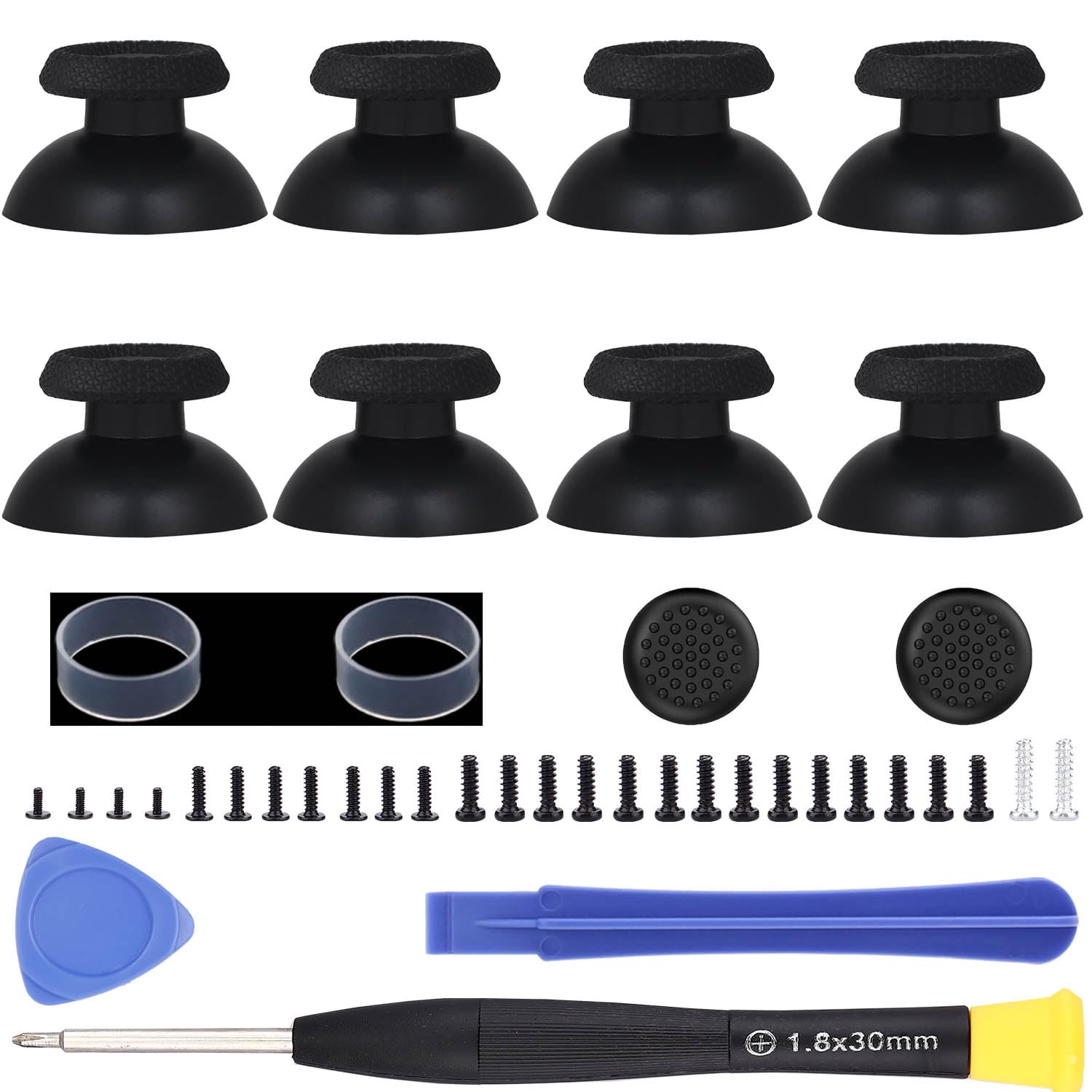 8 Pack Black Replacement Thumbsticks for PS5 DualSense Controller - Premium Analog Joystick Grips Compatible with PlayStation 5 & PS4 Controllers - Enhance Gaming Comfort & Precision for FPS, Racing & Action Games