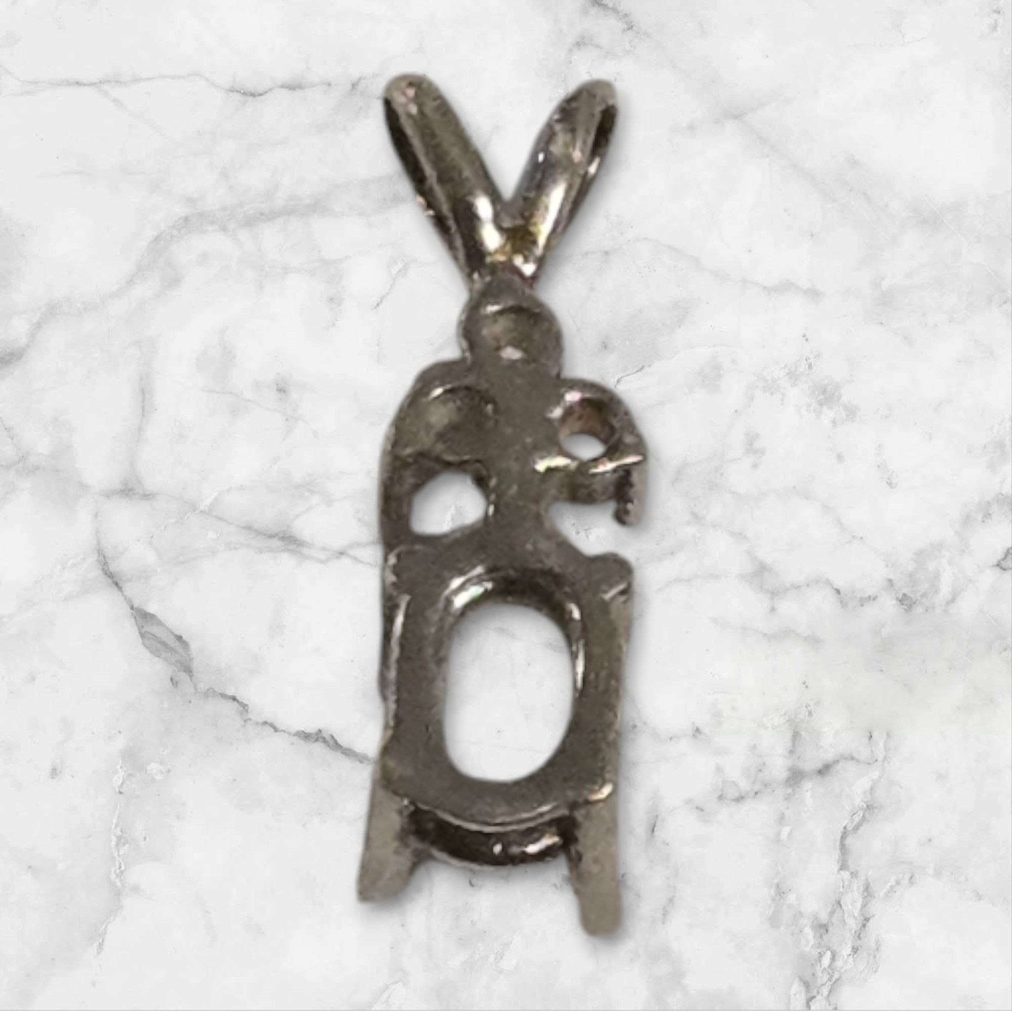 Solid Sterling Silver or 14kt Gold 6x4mm Oval Pendant Setting with 3 Accent Stones - Handcrafted in USA - Perfect for Birthstone Jewelry, Custom Necklaces & Gift Giving