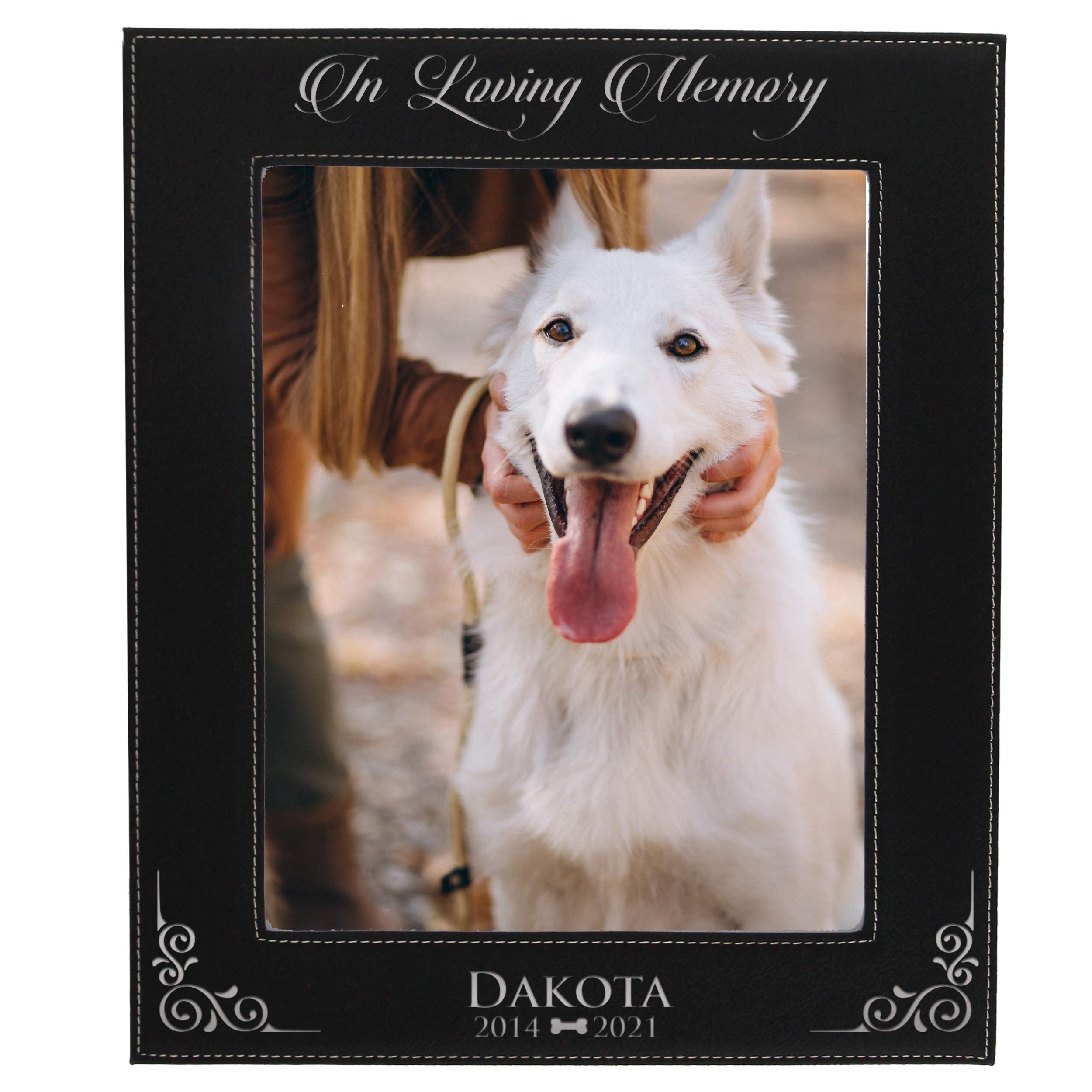 Custom Personalized Dog Memorial Picture Frame - Pet Loss Remembrance Gift for Dog Owners - Black with Silver Frame for Home, Office, or Memorial Display
