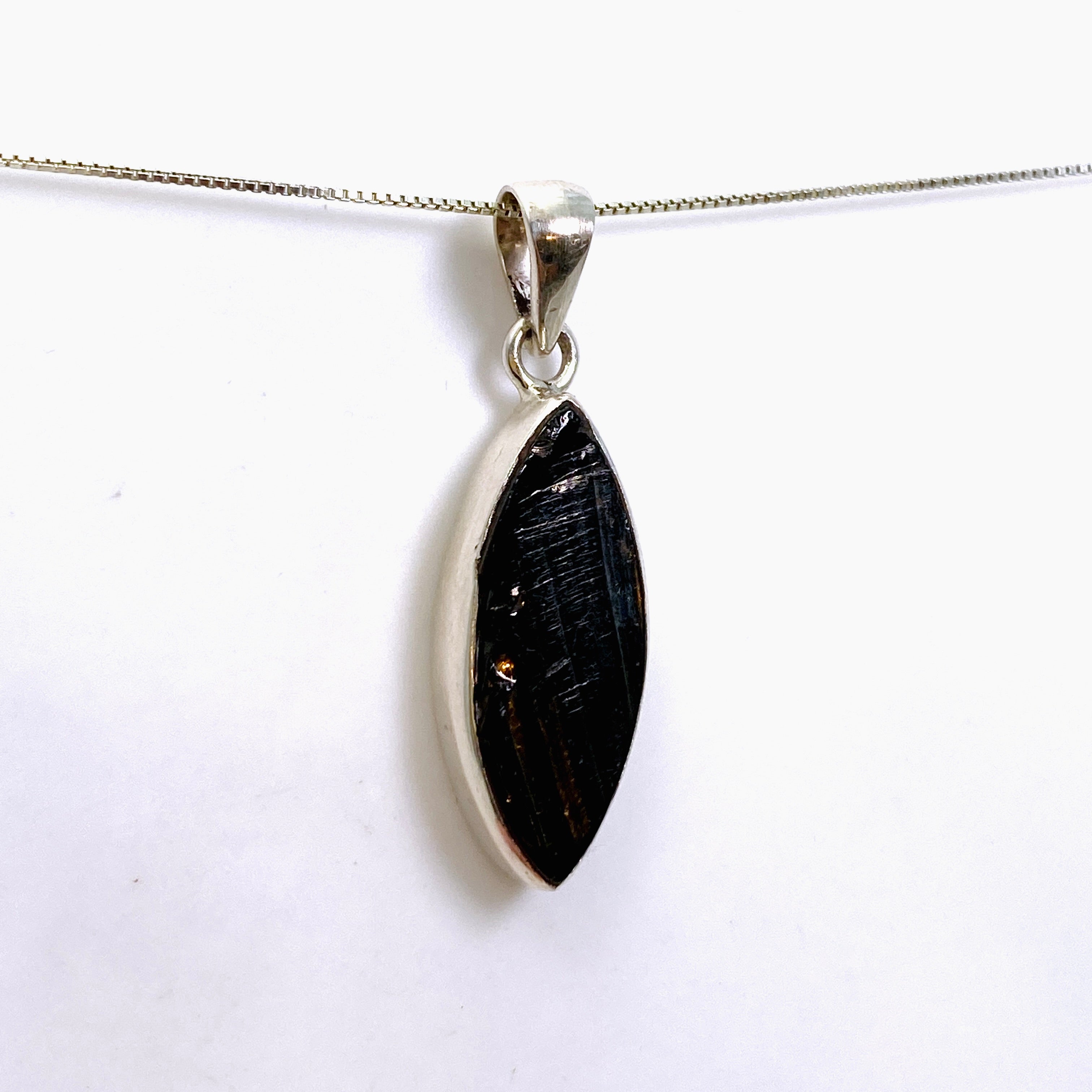 Natural Shungite Marquise Raw Stone Pendant Necklace - Genuine Russian Shungite Jewelry for EMF Protection & Healing | Perfect for Meditation, Energy Cleansing & Spiritual Wellness