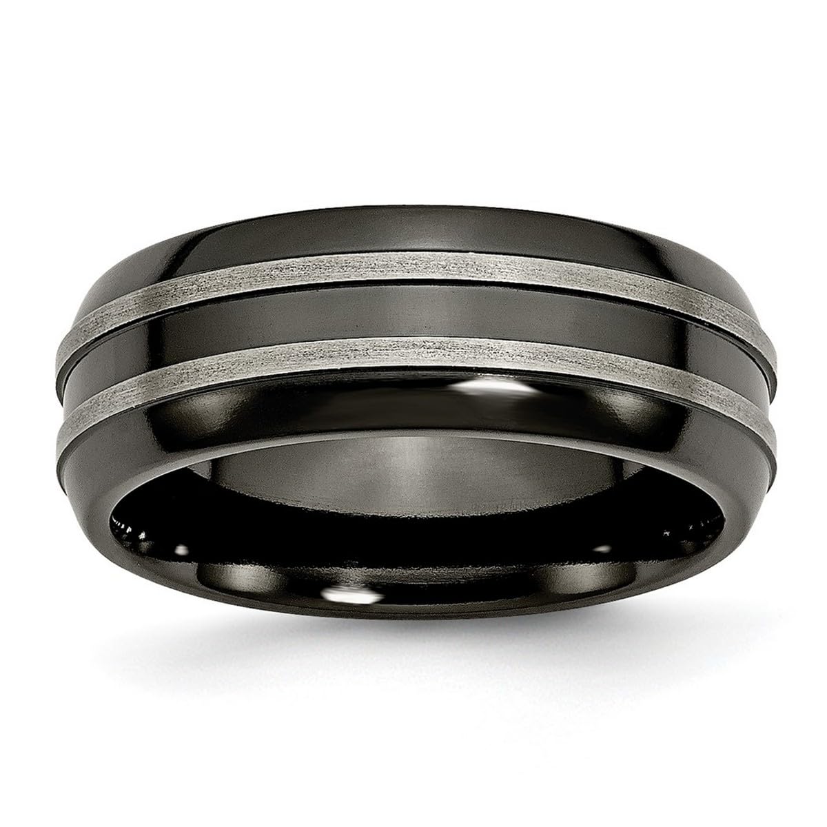Premium 8mm Titanium Band Ring - Brushed & Polished Black Finish - Unisex Wedding, Engagement, or Fashion Ring for Men & Women - Perfect for Daily Wear, Gifts & Special Occasions