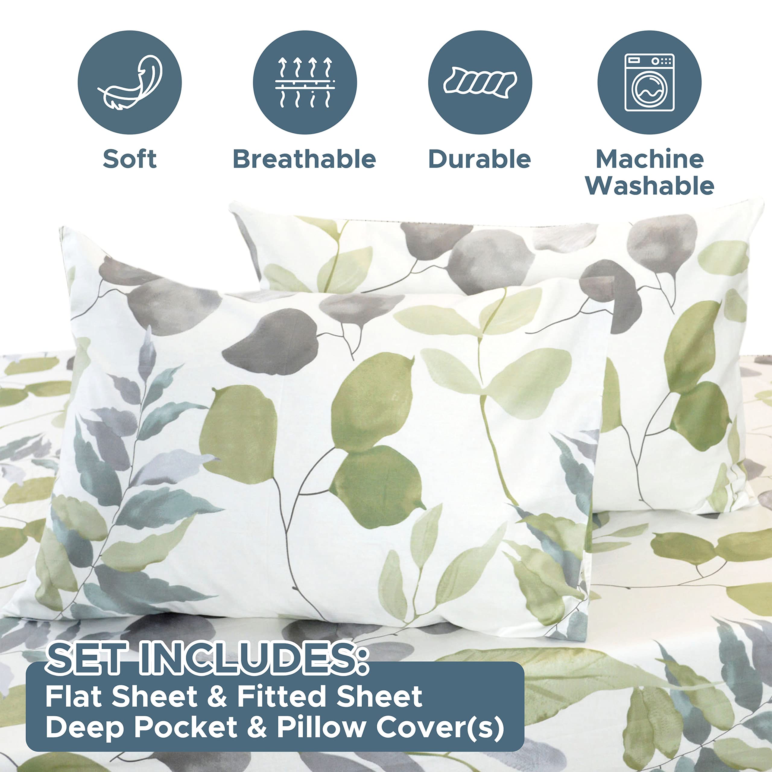 Essina 3-Piece Twin Cotton Bed Sheet Set - 620 Thread Count, Deep Pocket Fitted Sheet, Flat Sheet & Pillowcases - Breathable Cooling Bedding for Hot Sleepers - Perfect for Kids Rooms, Dorms & Guest Bedrooms