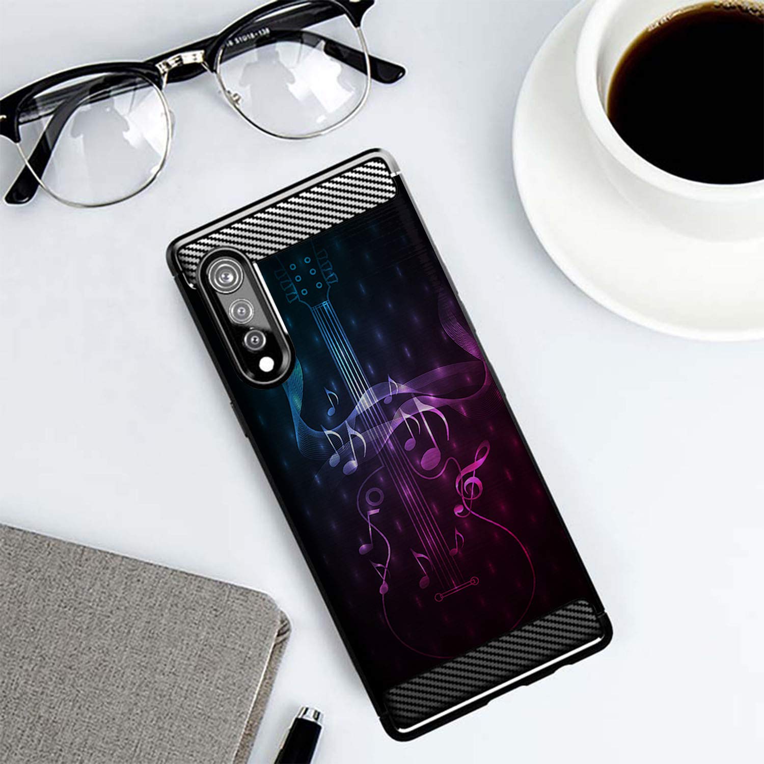 Premium Slim Black TPU Shockproof Case for LG Velvet & LG Velvet 5G - Flexible Protective Cover with Stylish Guitar Music Design | Perfect for Daily Use, Travel & Outdoor Activities