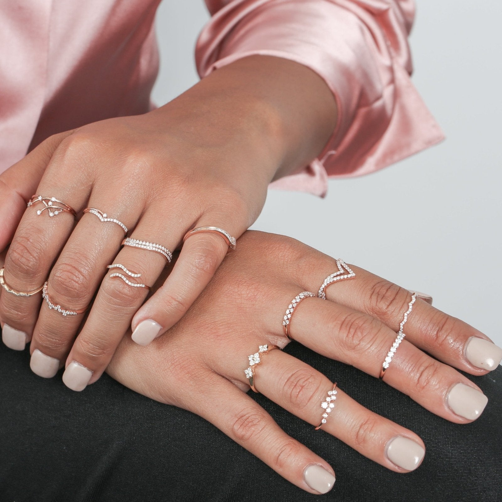 14k Rose Gold Diamond Chevron Eternity Band - Stackable Wedding Ring for Women | Perfect for Anniversary Gifts, Bridal Jewelry & Everyday Elegance