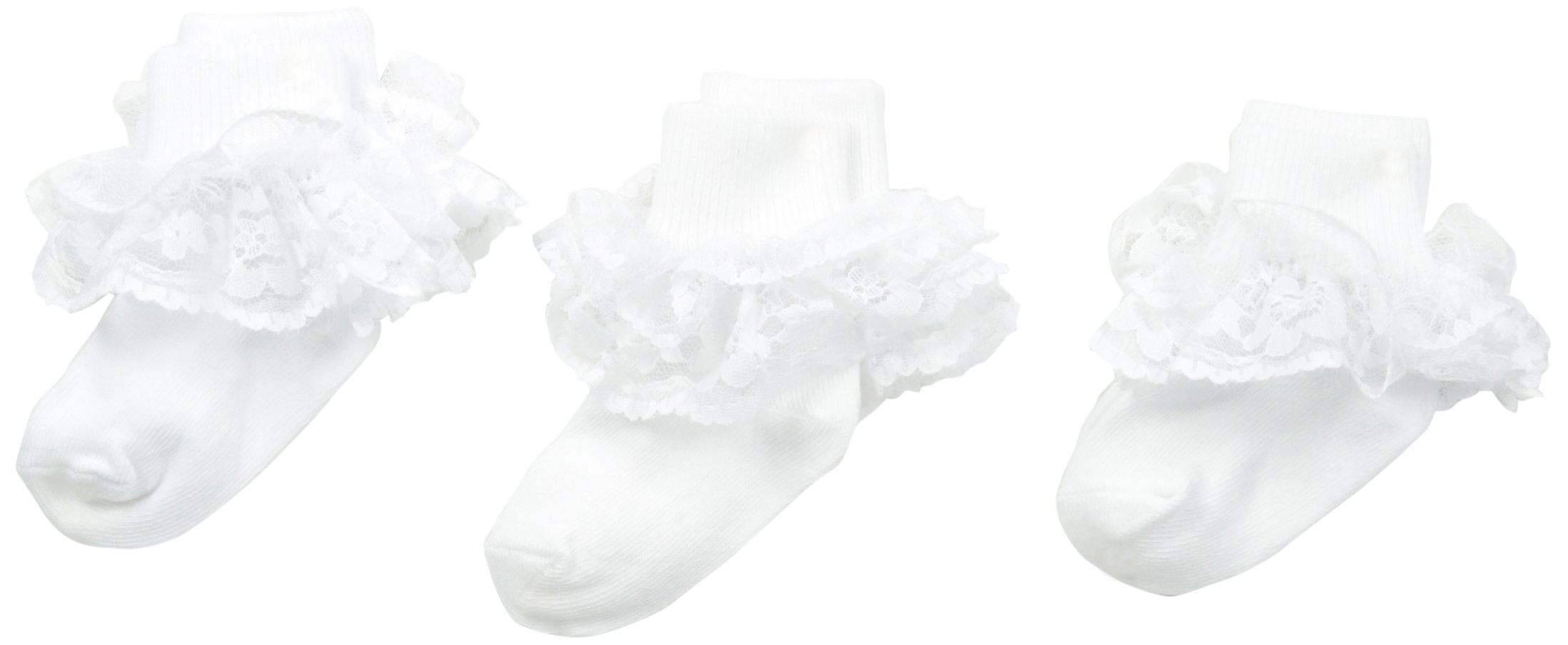 Jefferies Girls' Dressy Lace Socks 3-Pack - Elegant Ankle Socks for School, Parties & Special Occasions