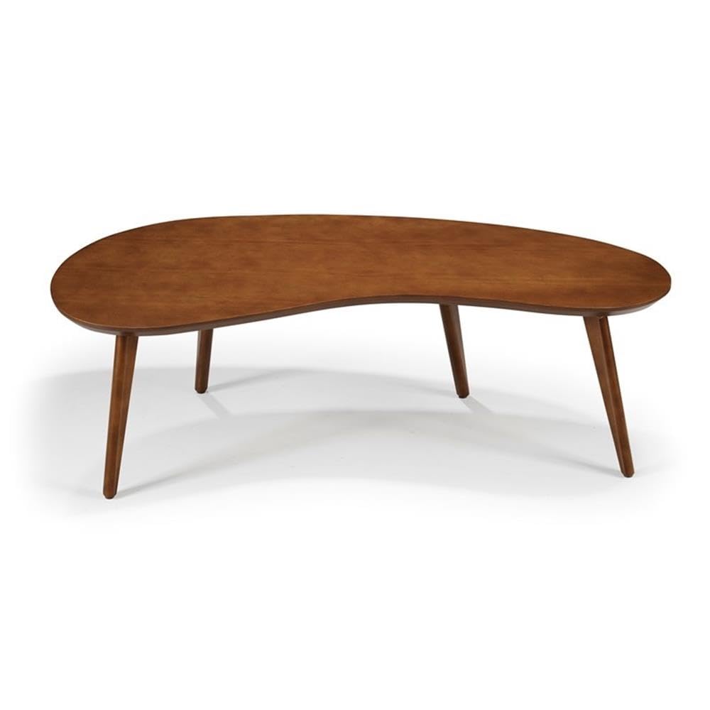 Mid Century Modern Abstract Shaped Coffee Table - Solid Wood with Castanho Finish - Perfect for Living Room, Lounge & Office Decor