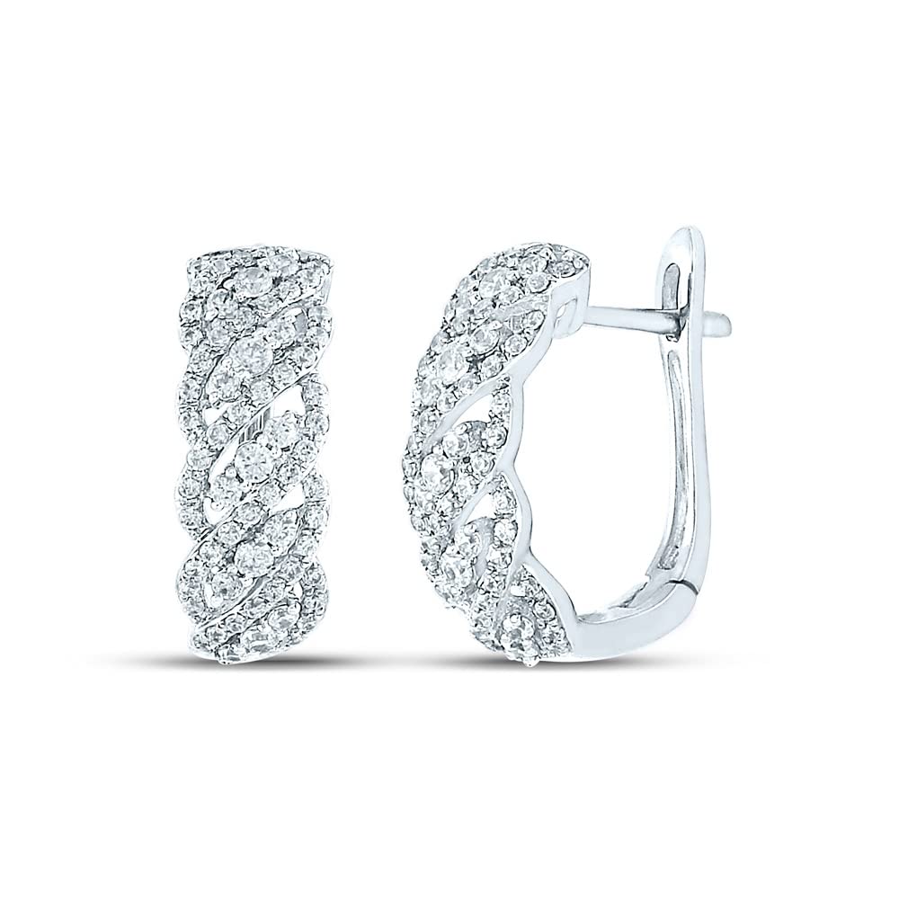 Dazzlingrock Collection 10K White Gold Women's Round White Diamond Hoop Earrings 5/8 CTTW - Elegant Jewelry for Weddings, Parties & Special Occasions