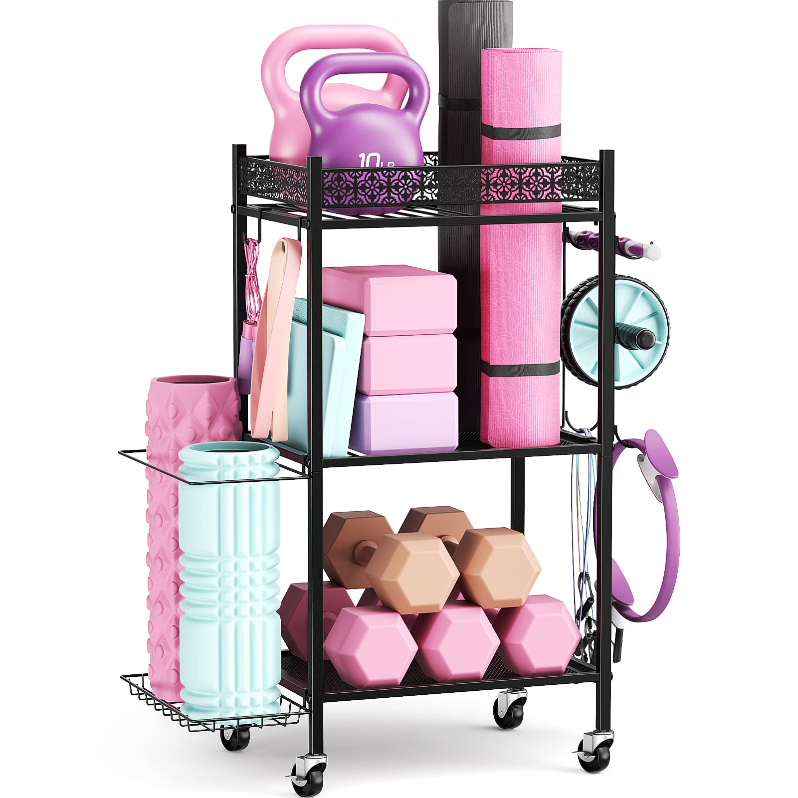 Yoga Mat Storage Rack - Home Gym Organizer for Yoga Mats, Foam Rollers & Fitness Equipment | Space-Saving Workout Gear Holder for Home Exercise & Gym Storage | Perfect for Yoga Studios, Home Gyms & Small Spaces