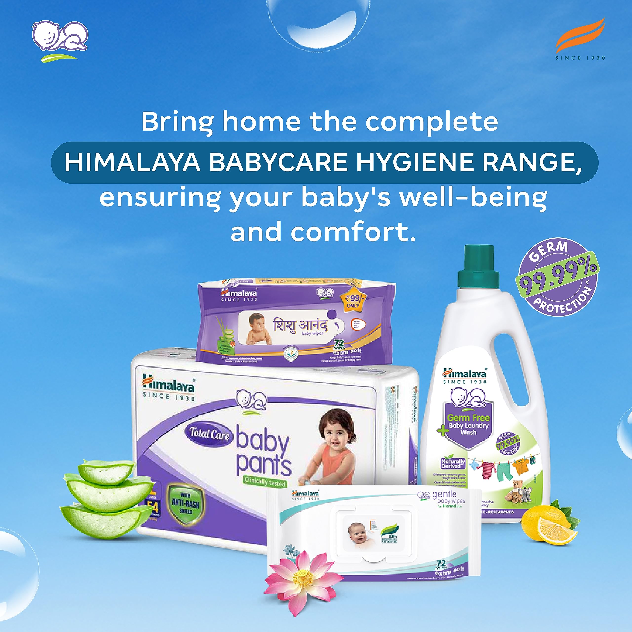 Himalaya Germ-Free Baby Laundry Detergent Liquid - 1L Pouch | Hypoallergenic & Gentle for Newborn Clothes | Perfect for Diapers, Onesies & Sensitive Skin Care