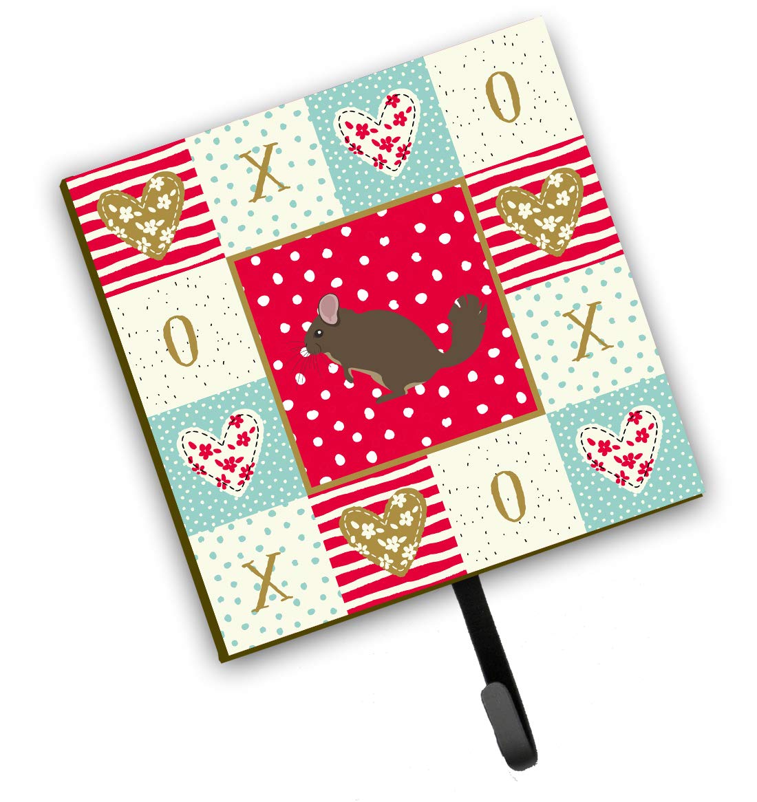Caroline's Treasures CK5302SH4 Chinchilla Love Wall Hook - Red Key Holder, Coat Rack & Leash Hanger for Keys, Towels, Aprons & Pets | Perfect for Entryway, Kitchen & Mudroom Organization