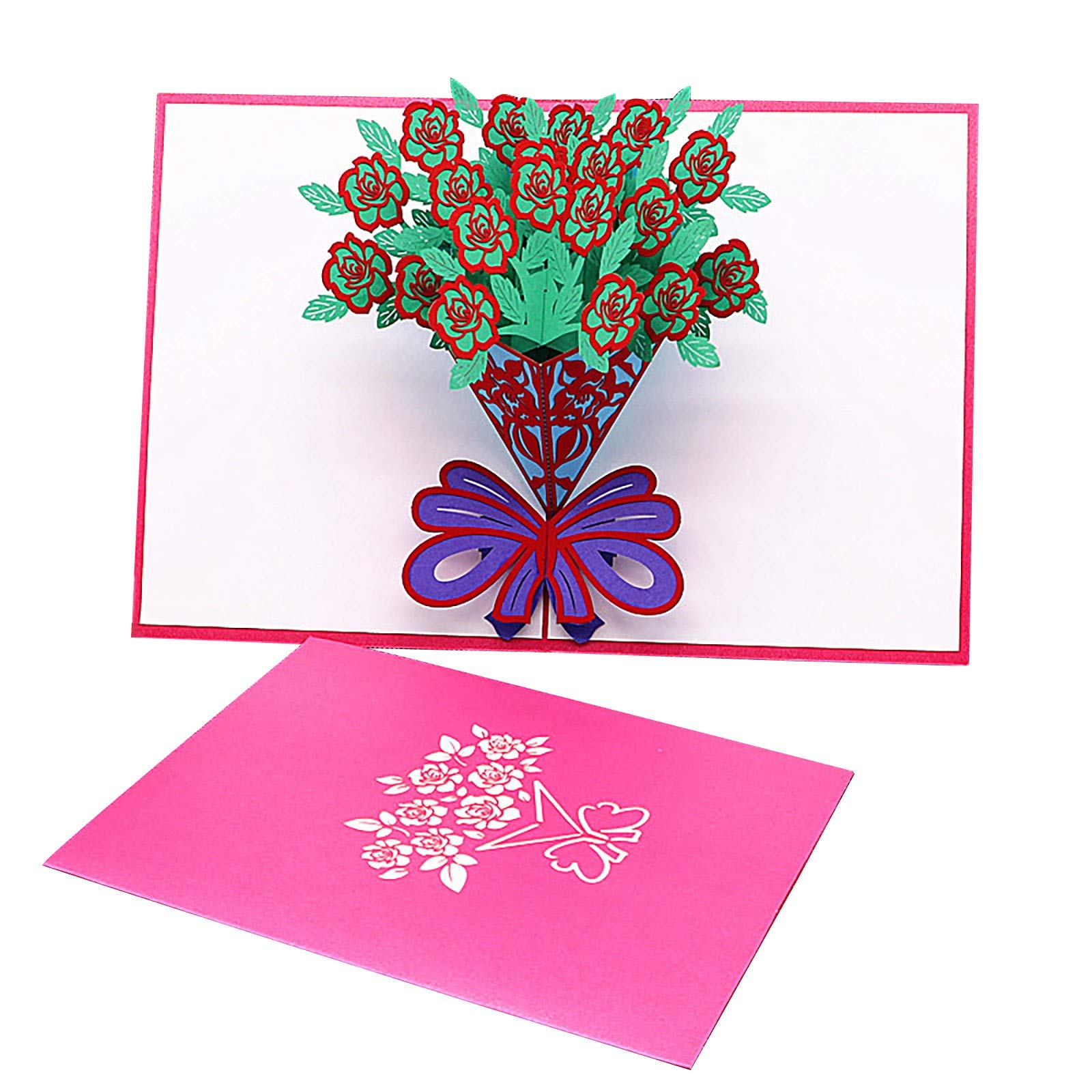 DIY Blank Greeting Cards Set - 3D Creative Paper Cards for Mother's Day, Birthday, Office & Stationery - Handmade Blessing Cards for Gifts (Hot Pink, One Size) - Perfect for Crafting, Scrapbooking & Special Occasions