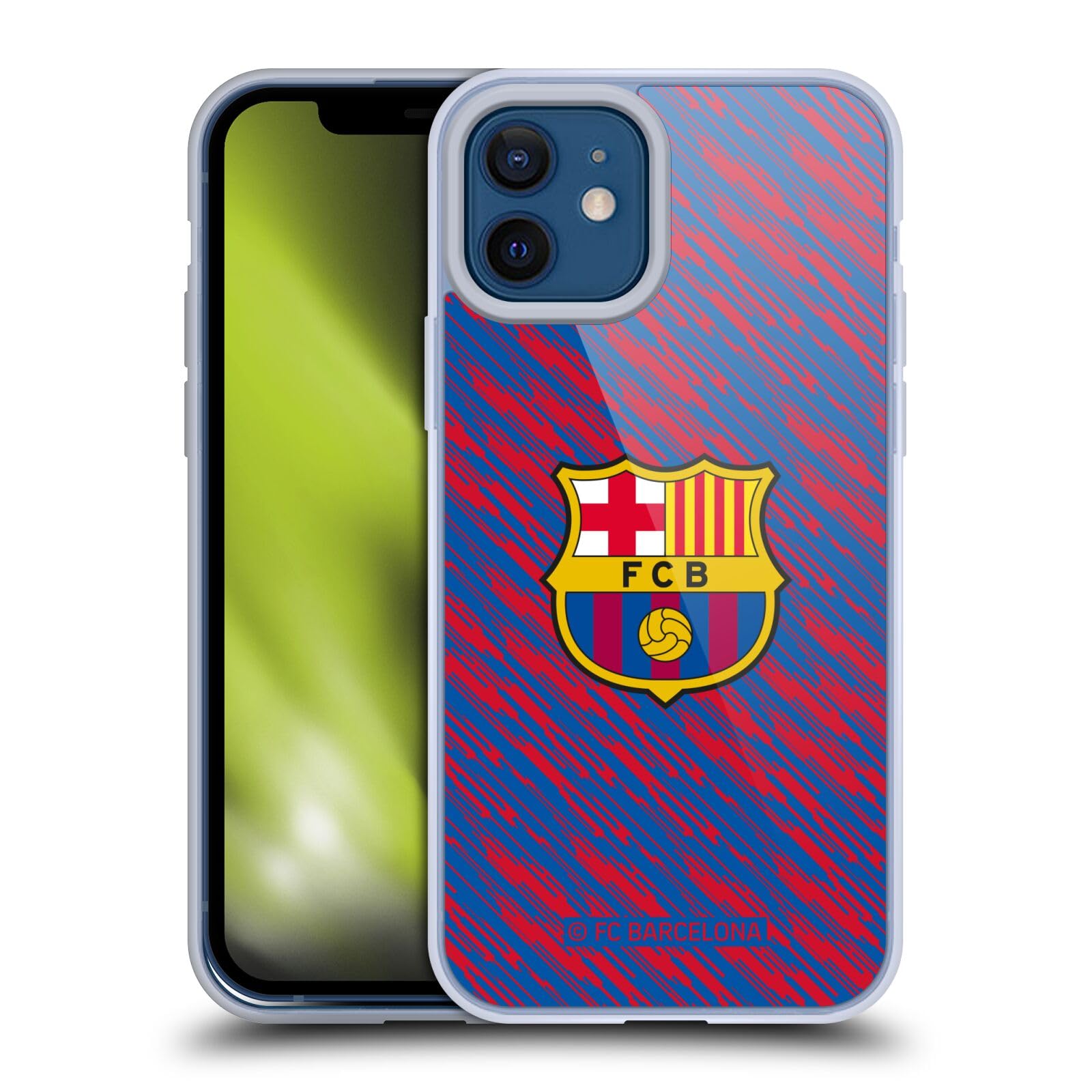 Official FC Barcelona Glitch Crest iPhone 12/12 Pro Case - Soft Gel Phone Cover with Licensed Team Design - Perfect for Soccer Fans & Match Day Protection