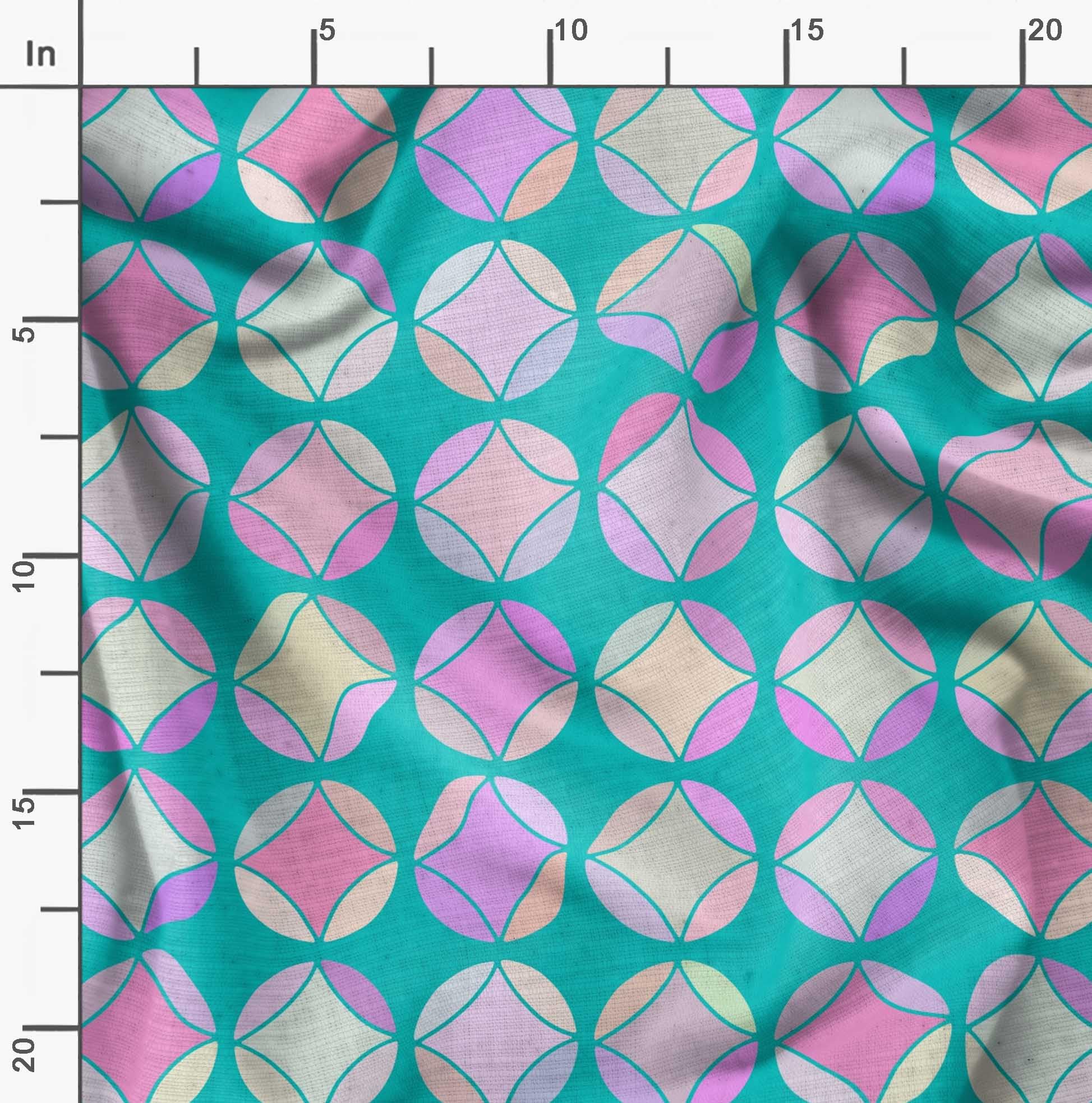 Soimoi Moss Green Georgette Fabric by The Yard - 42 Inch Wide - Circle Art Geometric Printed Textile for Dresses, Curtains & Home Decor | Fashion & Interior Design Material