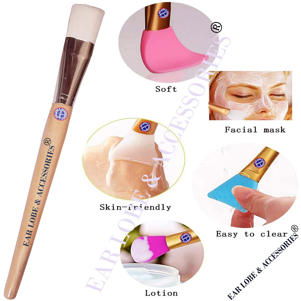 Ear Lobe & Makeup Brush Combo Pack - Foundation Brush & Face Brush Set (2 Pcs) for Professional Makeup Application & Daily Beauty Routine
