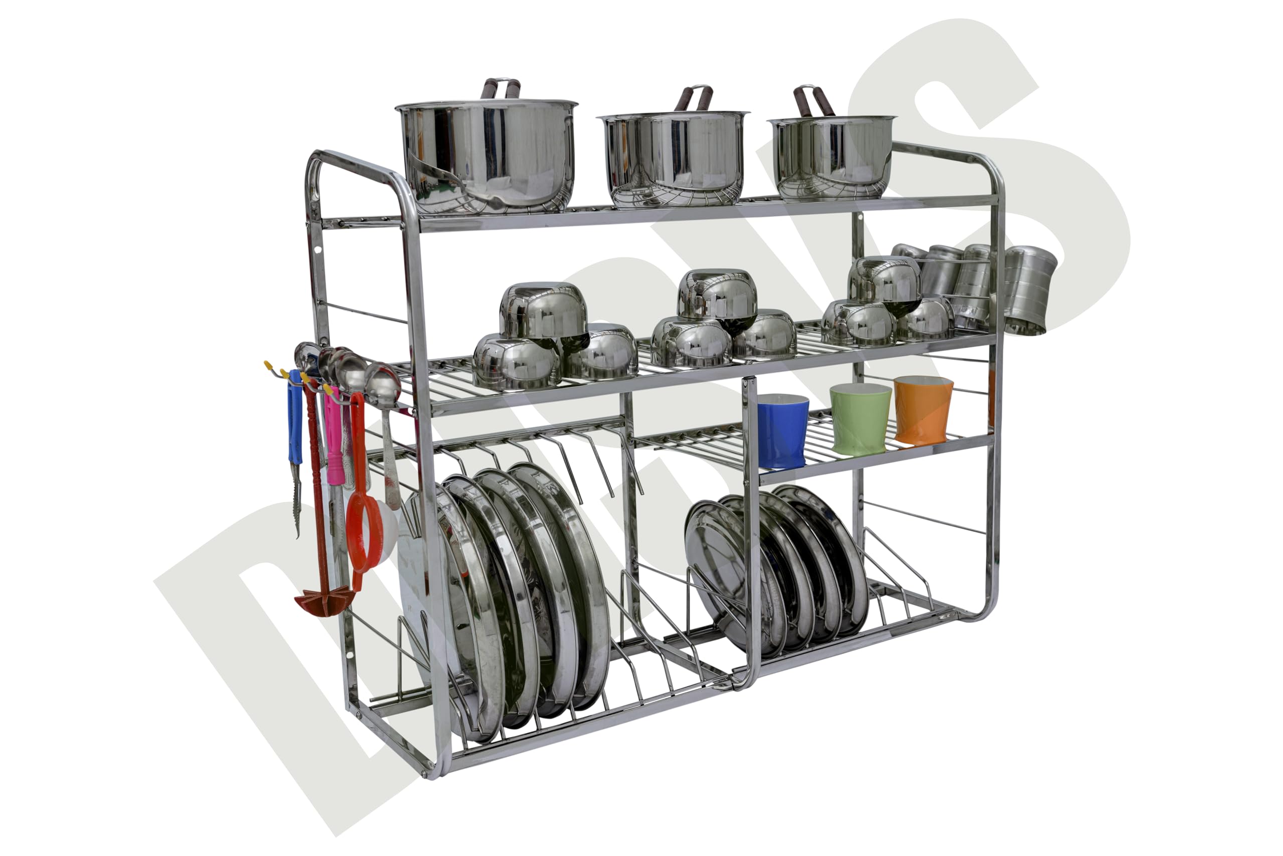 DHSVS 24 x 30 Inch Stainless Steel Wall Mount Dish Rack - Heavy Duty Kitchen Organizer for Plates, Cutlery & Utensils | Space Saving Storage Solution for Small Kitchens, Restaurants & RVs