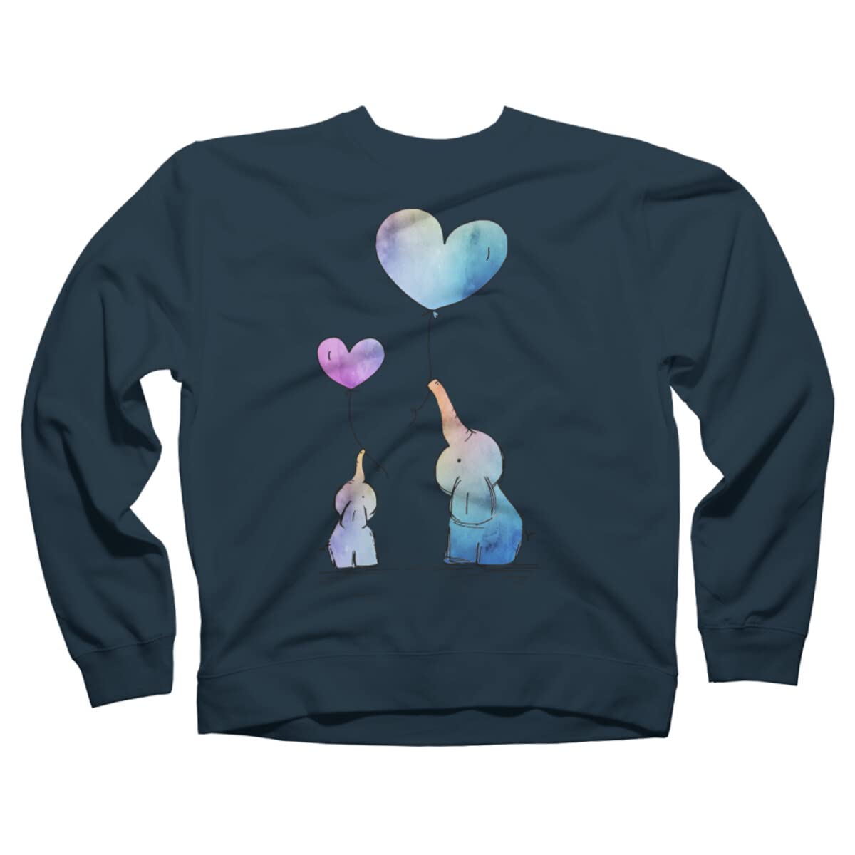 Maryedenoa Colorful Watercolor Elephants Love Sweatshirt - Soft Cotton Unisex Pullover for Men & Women | Casual Wear, Gift Ideas & Artistic Fashion | Perfect for Date Nights, Coffee Dates & Creative Outfits | Great for Art Lovers, Couples Matching Outfits & Weekend Brunch