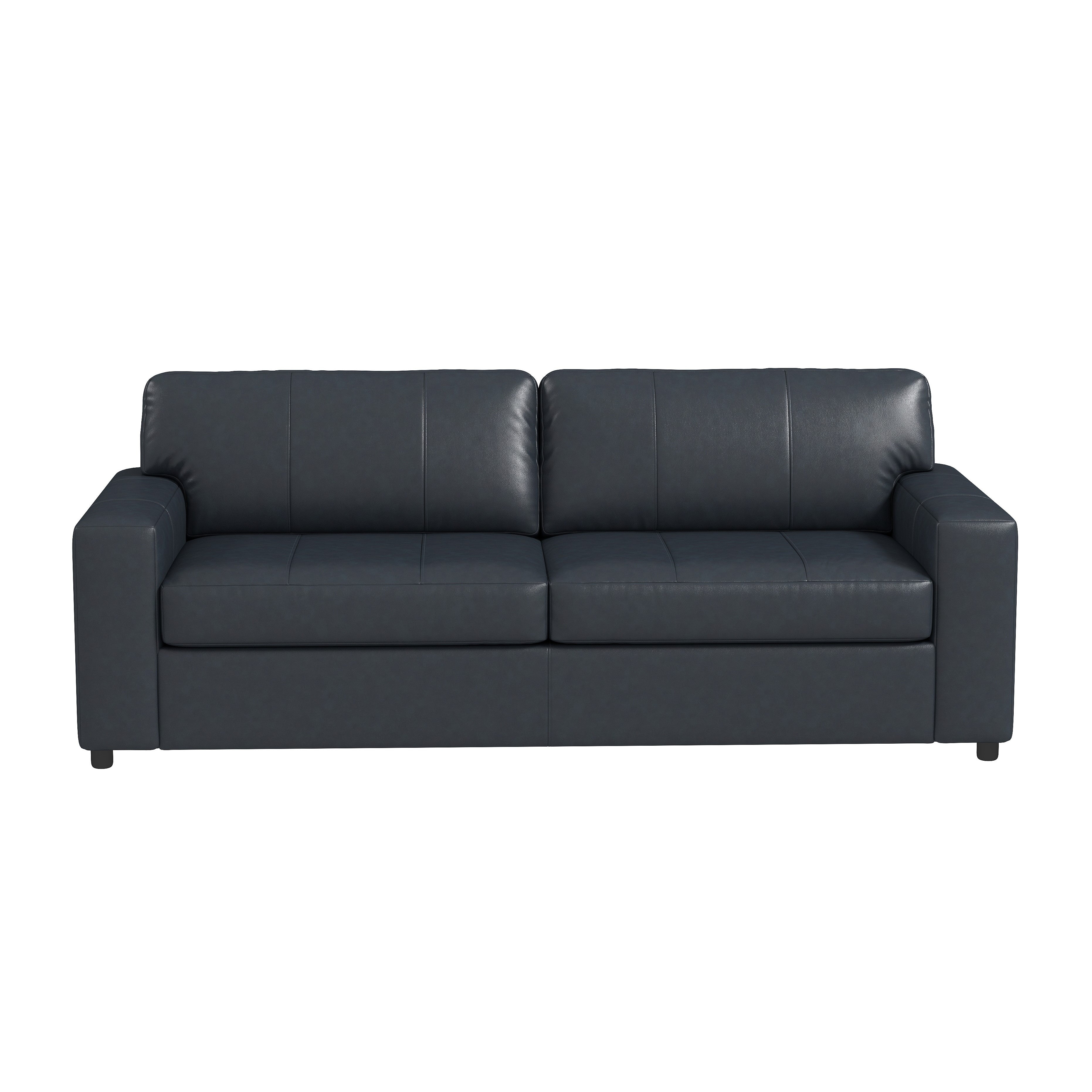 Roundhill Furniture Sakan Genuine Leather Upholstered Sofa - Modern Living Room Couch for Home, Office & Lounge Comfort