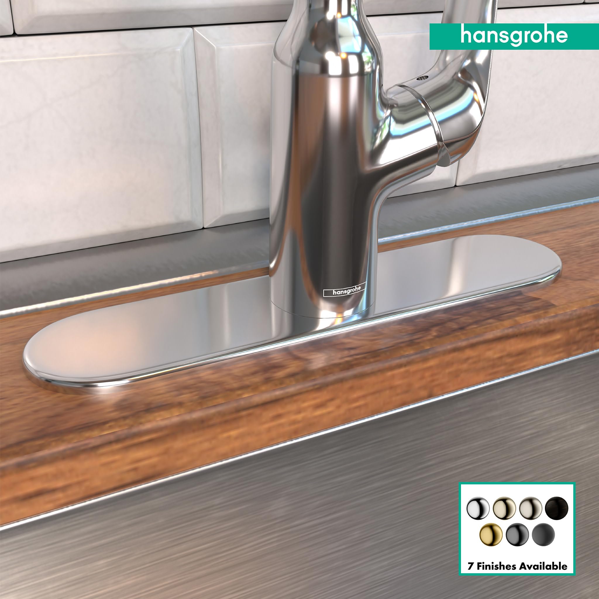 Hansgrohe 14019001 10-Inch Chrome Baseplate for Kitchen Faucets - Universal Fit for All Faucet Models - Perfect for Modern Kitchen Renovations & Upgrades