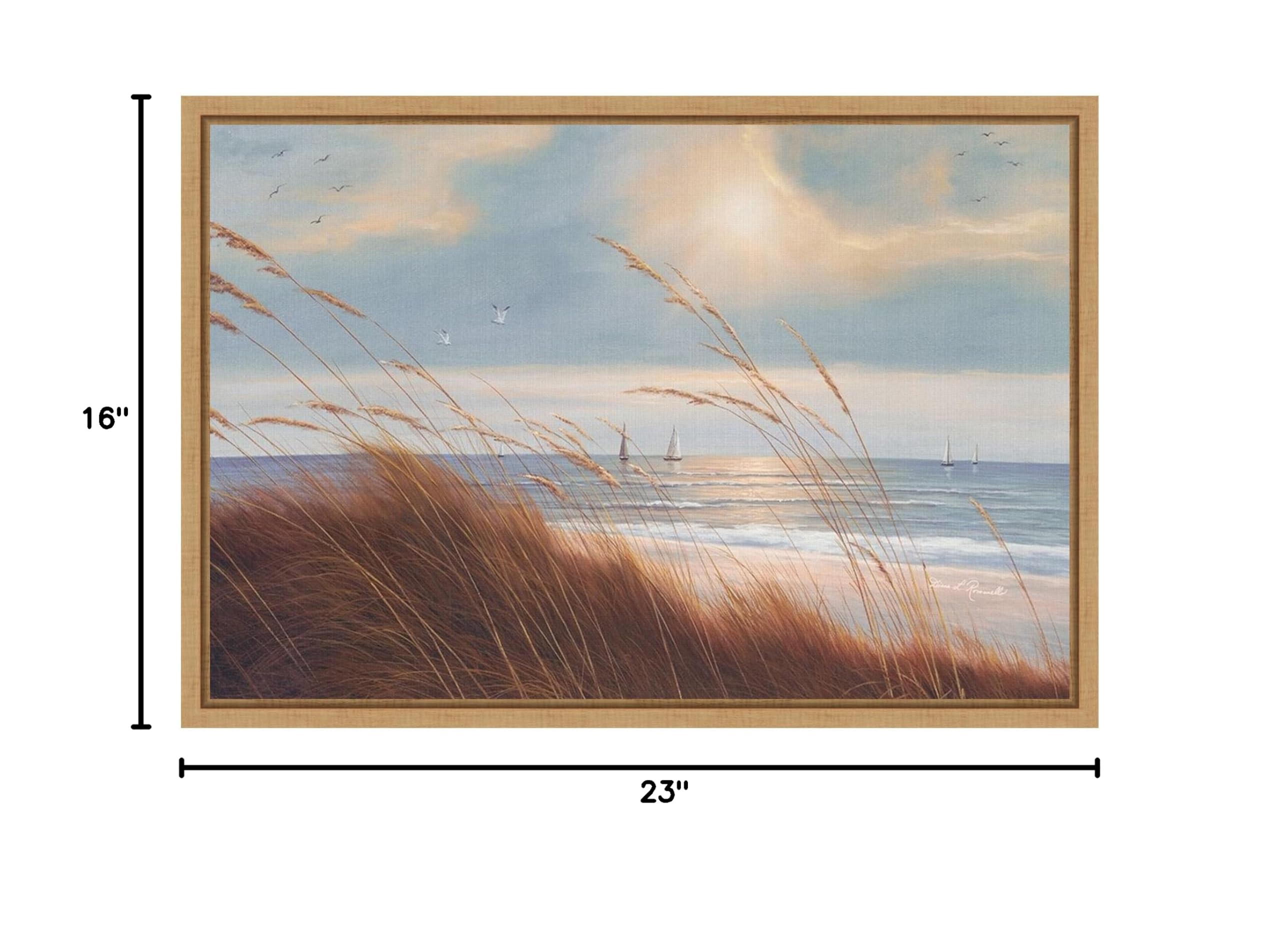 Amanti Art Framed Canvas Wall Art - 16x23 Sailboat Breezeway by Diane Romanello, Coastal Beach Painting, Modern Home Decor for Living Room, Bedroom, Bathroom & Kitchen | Perfect for Nautical & Seaside Themed Interiors