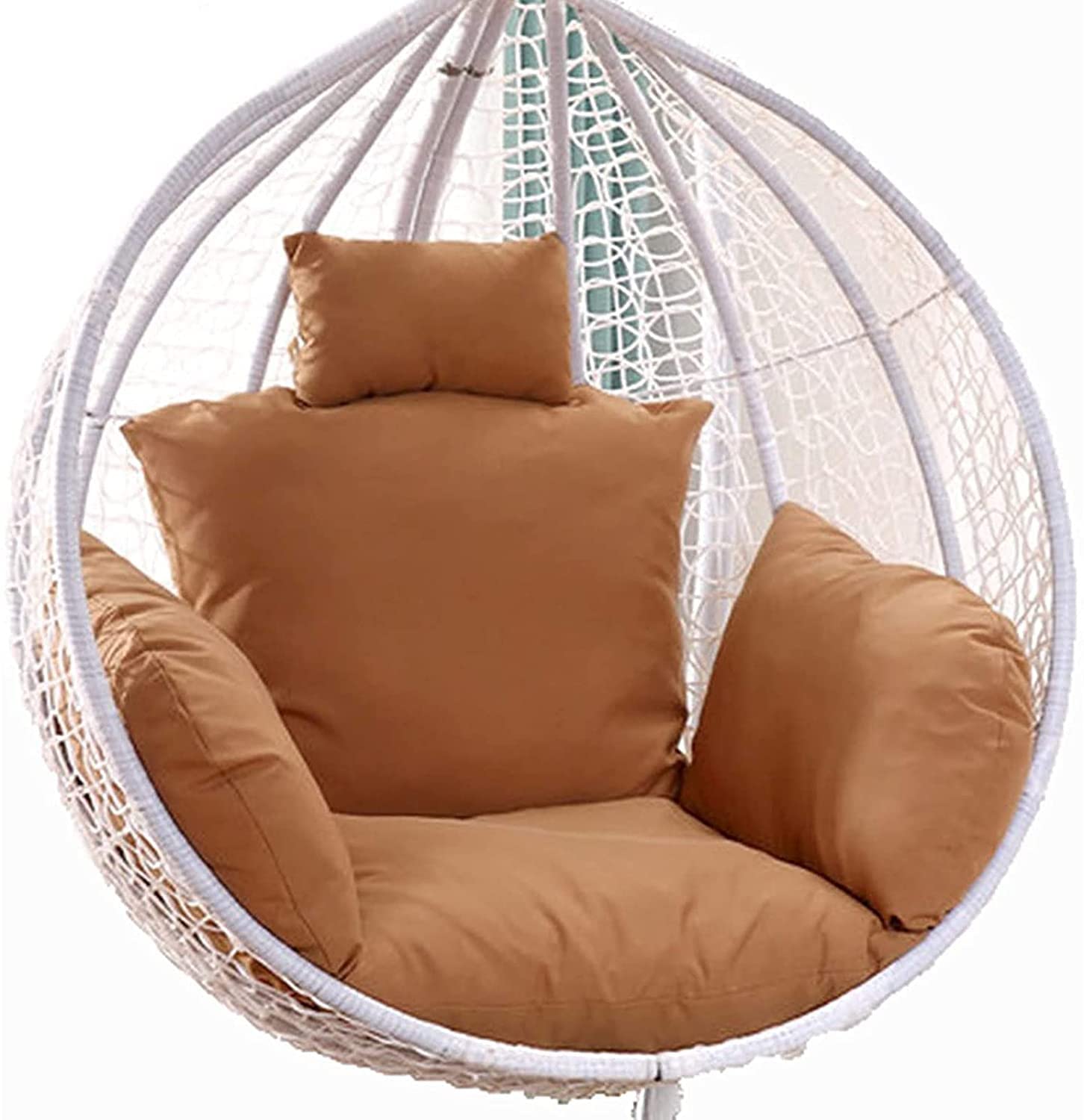 Outdoor Hanging Egg Chair Cushion with Fixed Strap - Khaki Swing Seat Pillow for Patio, Garden & Balcony - Comfortable Rattan Chair Pad (Size S) - Perfect for Relaxing in Hammocks, Porch Swings & Lounge Chairs