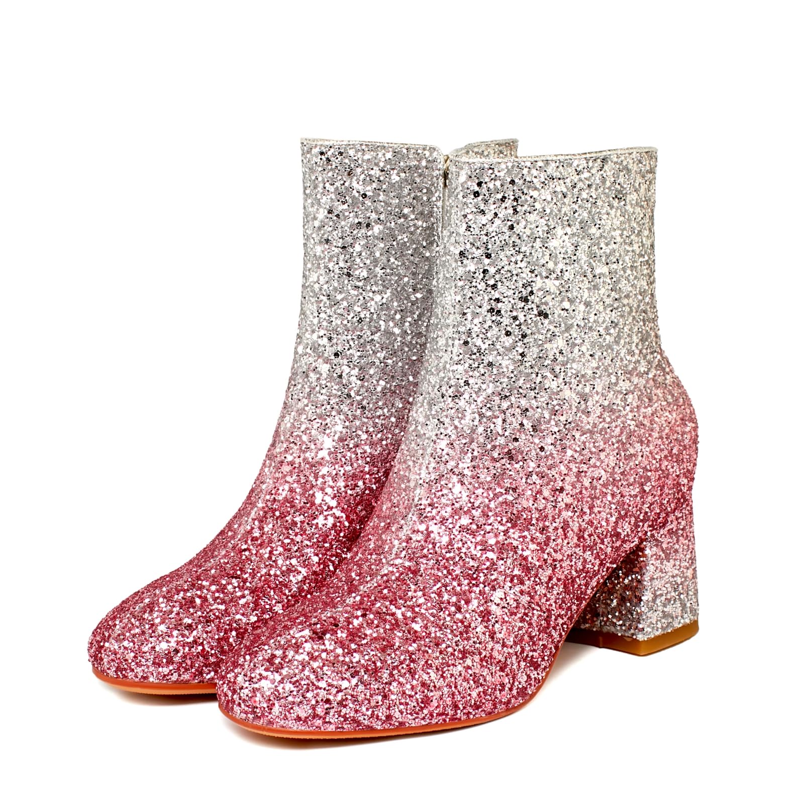 MAVMAX Women's Sequin Glitter Ankle Boots - Chunky Heel Sparkly Booties for Party, Night Out & Holiday Events | Comfortable & Stylish Dress Shoes