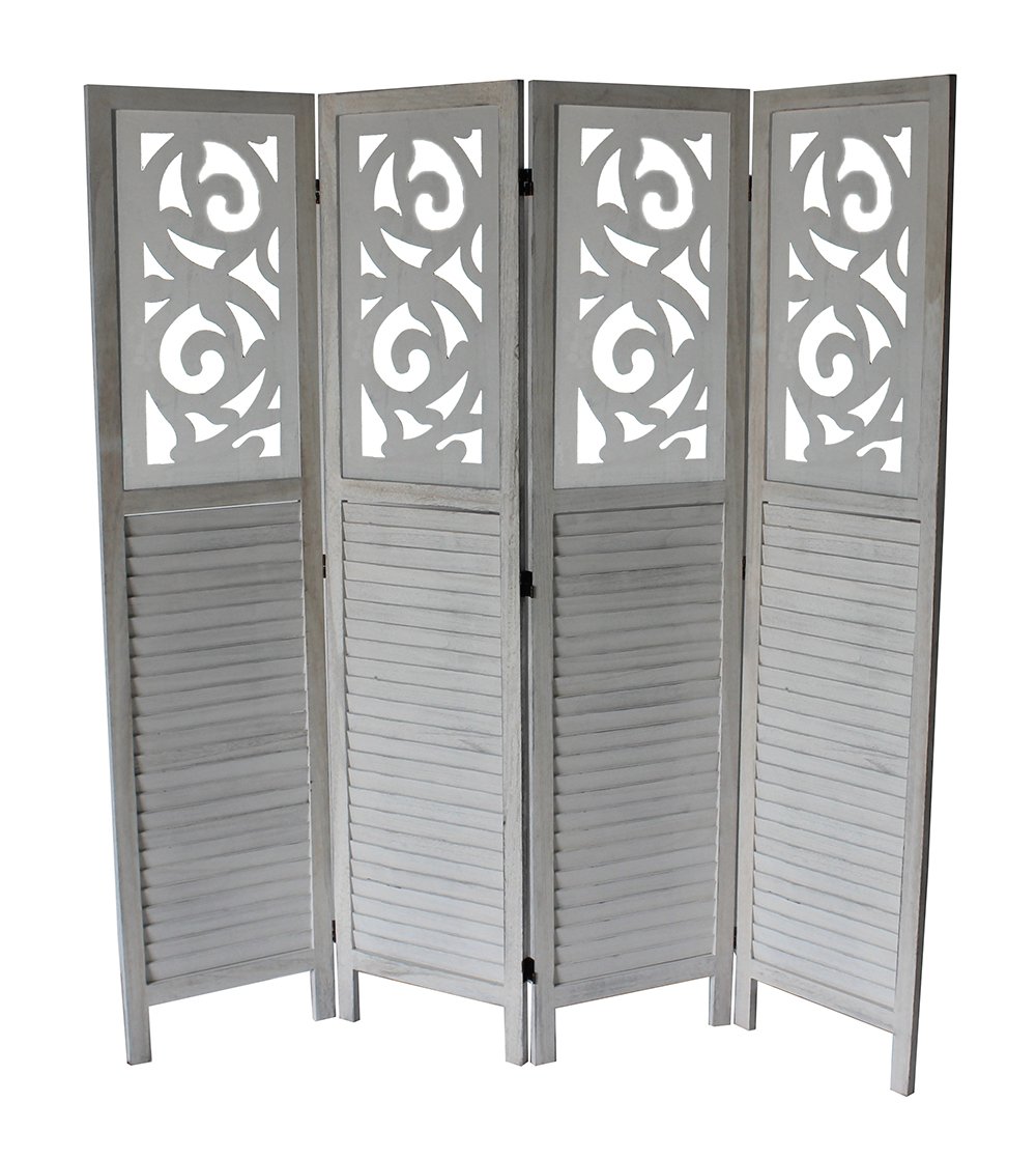 Clark Standard 4-Panel Room Divider Screen - Gray Privacy Partition for Home Office, Living Room & Bedroom - Space Separator for Indoor Use