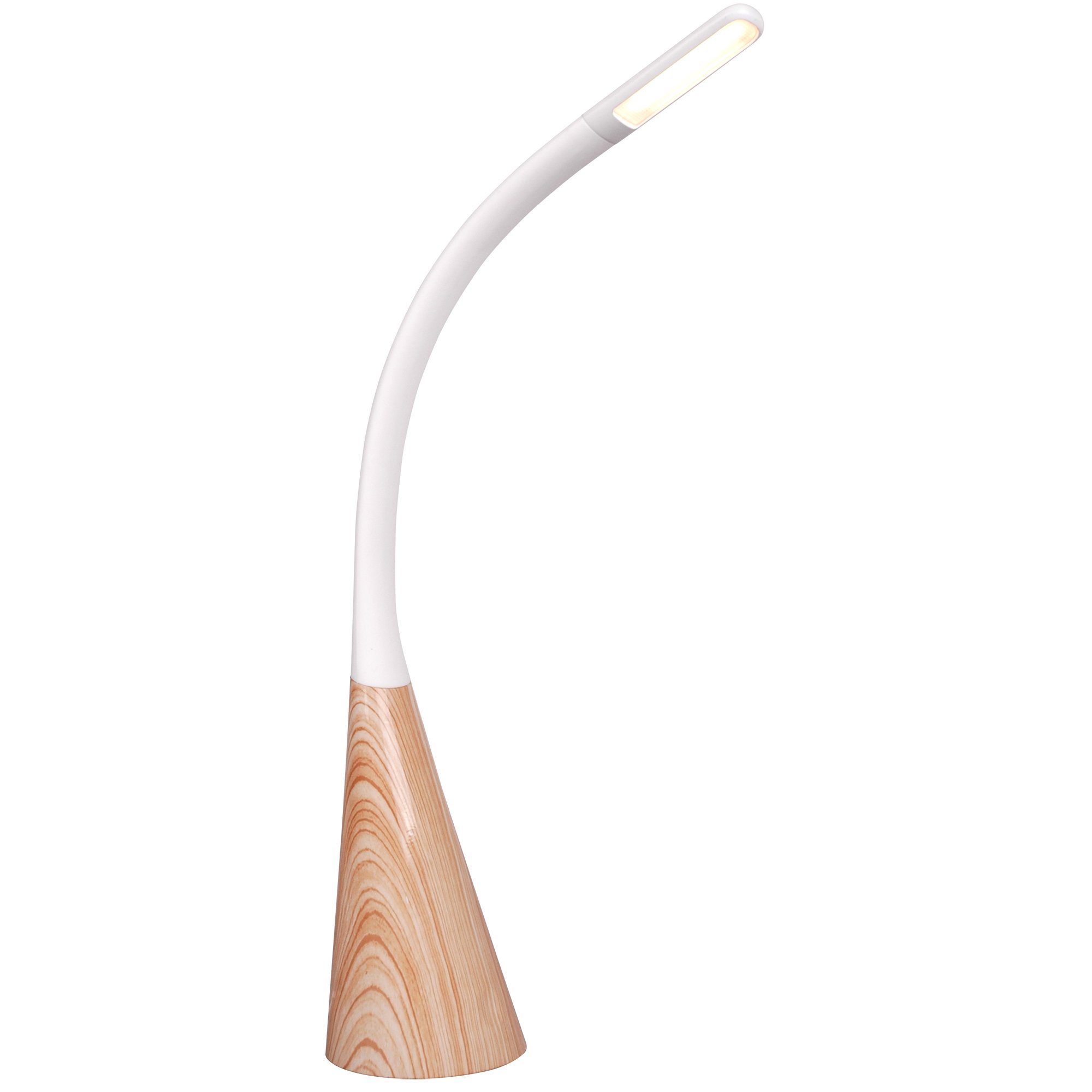Adjustable Wood Grain Desk Lamp with 3 Brightness Levels & USB Charging Port - Perfect for Home Office, Study, and Bedroom Reading (VLED1701-W)