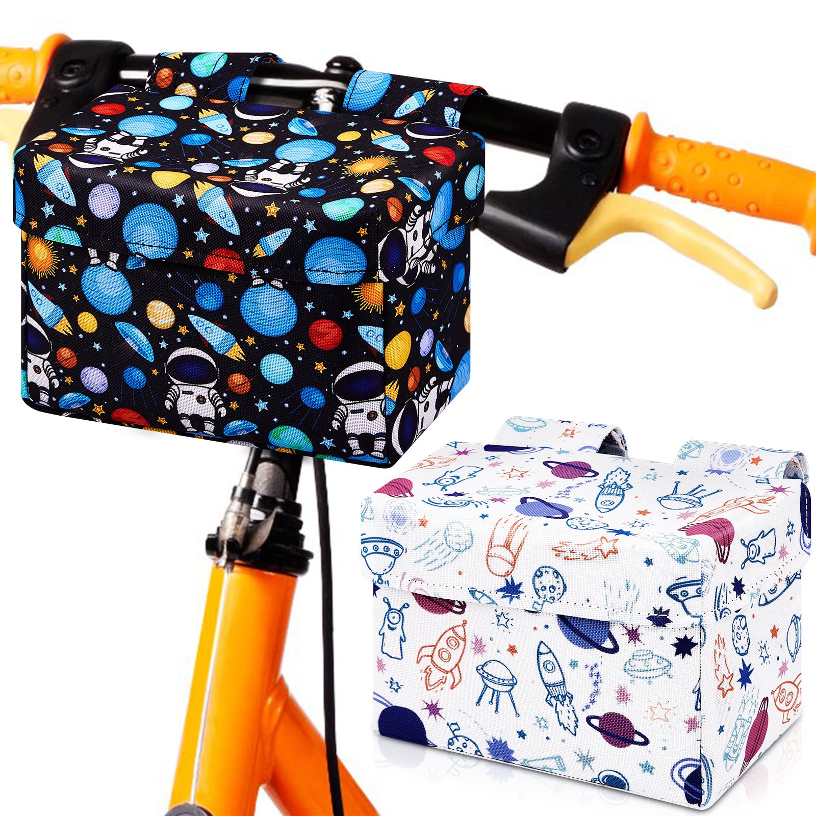 2 Pack Kids Bike Basket - Front Handlebar Bicycle Bag for Boys & Girls - Durable Bike Accessories for Tricycles, Balance Bikes, Scooters & Strollers - Perfect for School, Picnics & Outdoor Adventures