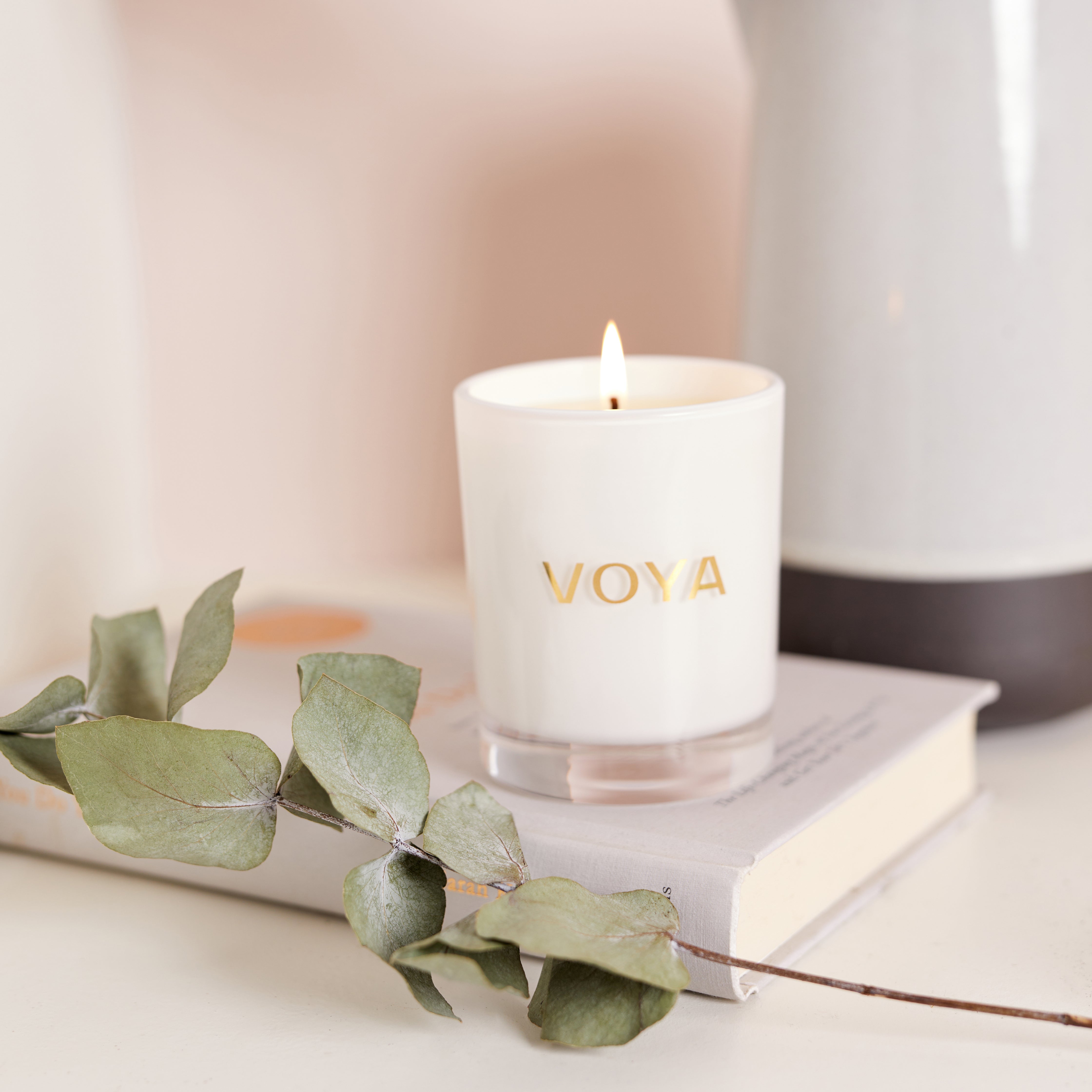 VOYA Luxury Scented Candle - Eucalyptus, Rosemary & Lime Aromatherapy for Relaxation & Stress Relief | Home Decor & Spa Gift