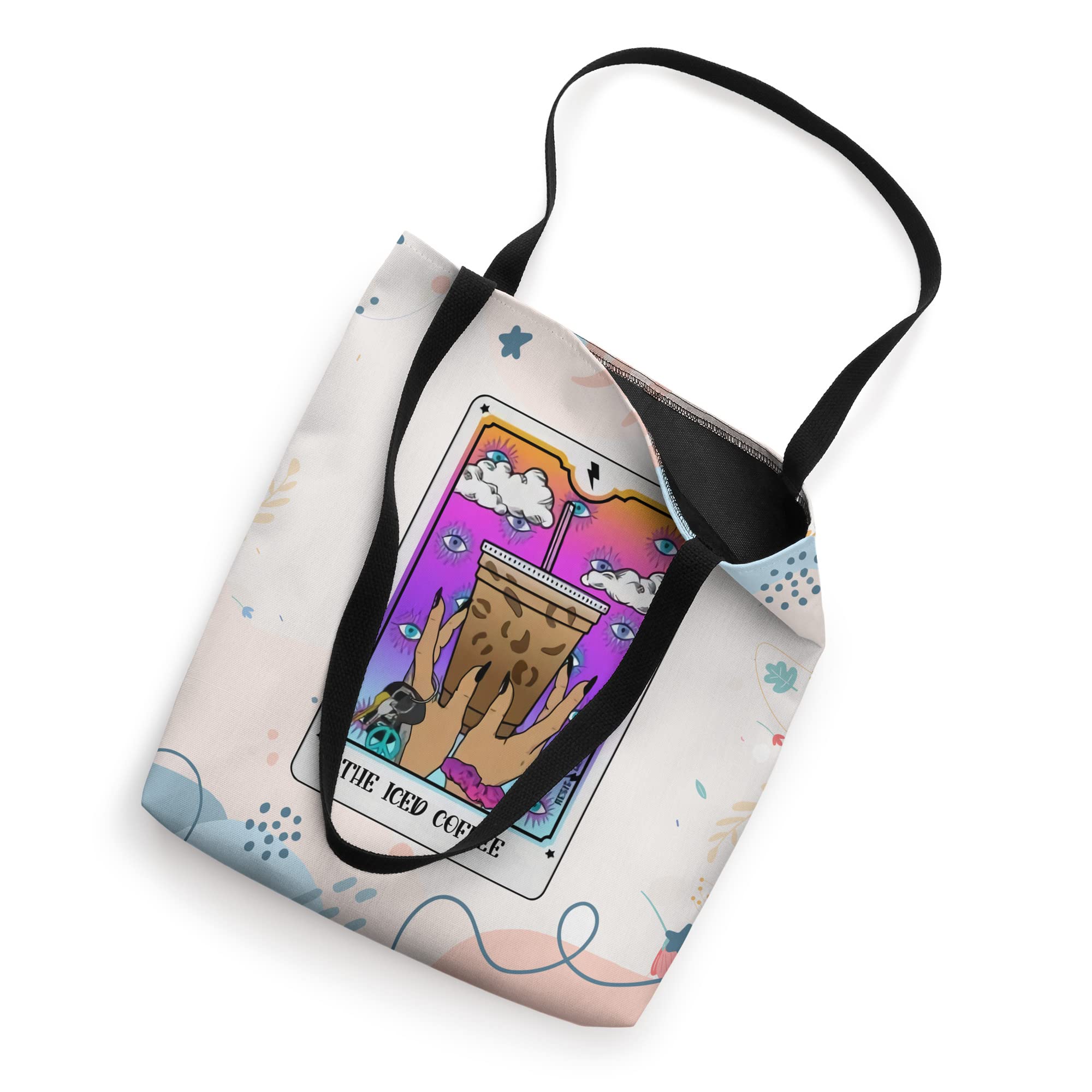Tarot Card Iced Coffee Tote Bag - Perfect for Coffee Lovers, Gift for Baristas & Coffee Shop Visits - Reusable Grocery Bag for Coffee Dates & Brunch