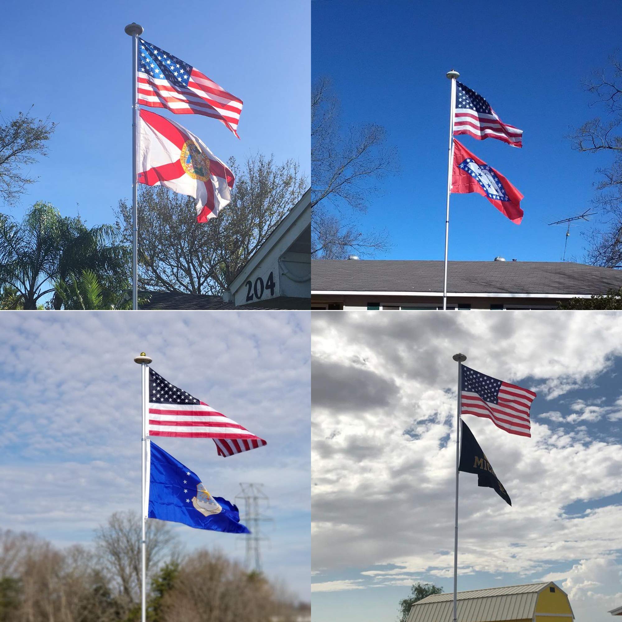 25FT Heavy Duty Telescoping Flag Pole Kit - Extra Thick Aluminum Inground Flagpole with 3x5 American Flag & Golden Ball Top | Fly 2 Flags | Outdoor Use for Residential, Yard, Commercial & Patriotic Events