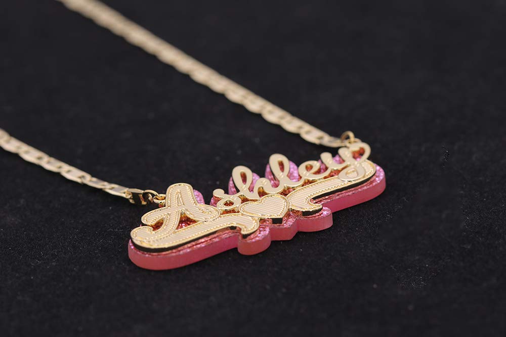 Custom Name Necklace - Personalized Double Nameplate Acrylic Pendant with Any Name - Elegant & Dazzling Jewelry Gift for Women - Perfect for Anniversaries, Birthdays & Special Occasions