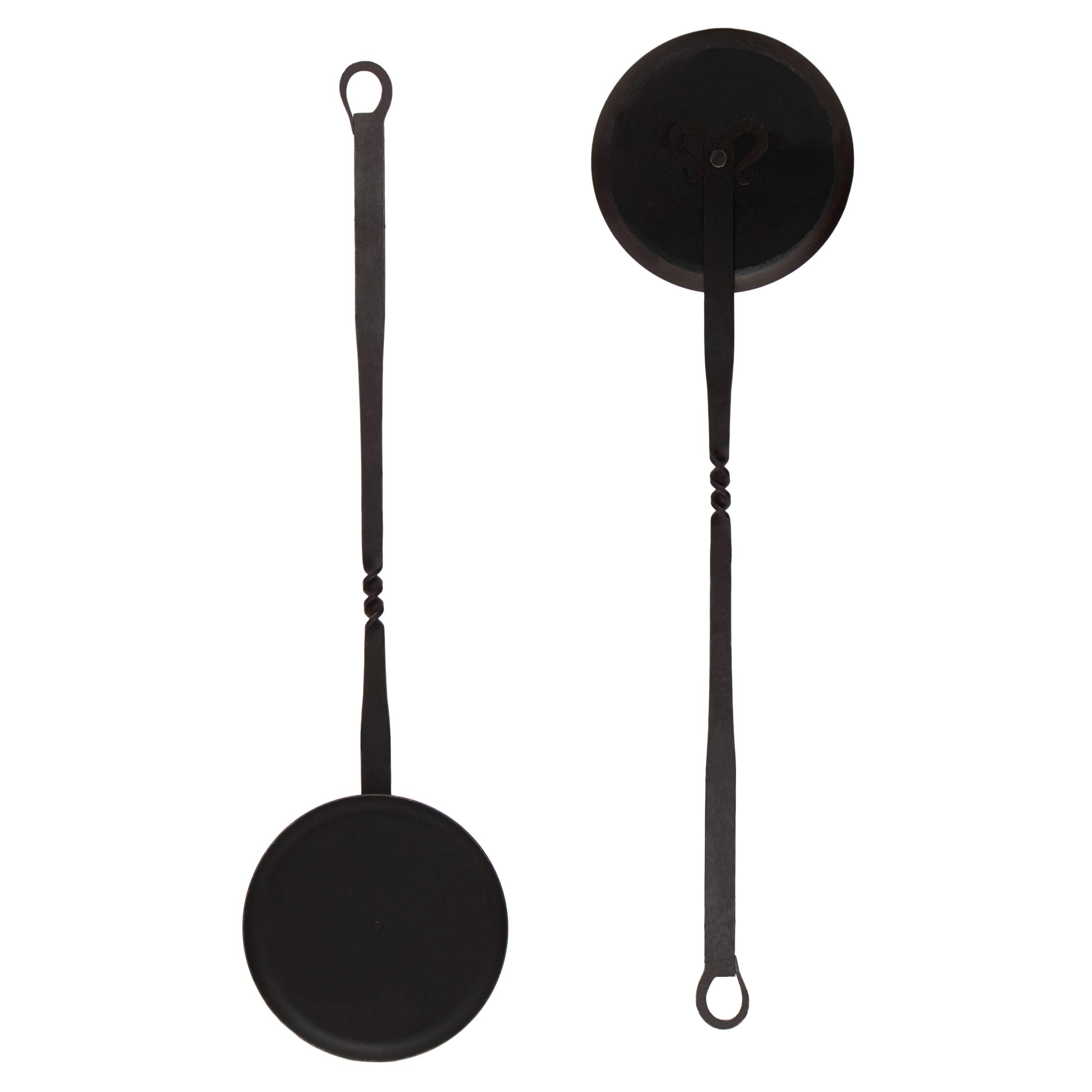 Long Handle Iron Grill Fire Ladle - Medieval Hand Forged Cooking Tool with Comfort Grip for BBQ, Camping, Outdoor Cooking - Perfect for Grilling, Cast Iron Skillets, Fire Pits & Medieval Reenactments - 21.65 Inch Heavy Duty Kitchen Utensil