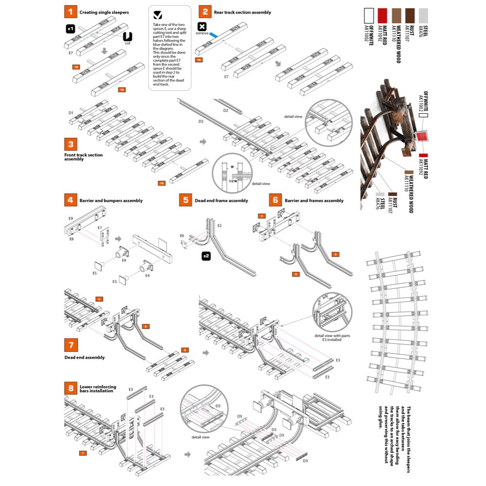 AK Interactive 35010 1/35 Scale Model Railway Dead End - Realistic Train Track Terminal for Model Train Layouts & Diorama Scenes