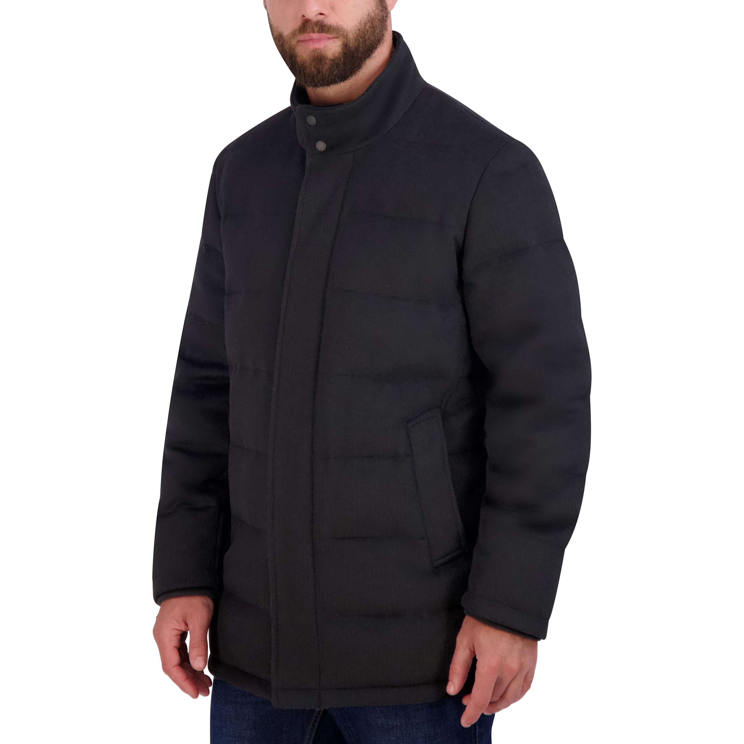 Cole Haan Men's Wool Padded Coat - Winter Warm Jacket for Business & Casual Wear | Water-Resistant Outerwear for Office, Travel & Outdoor Activities