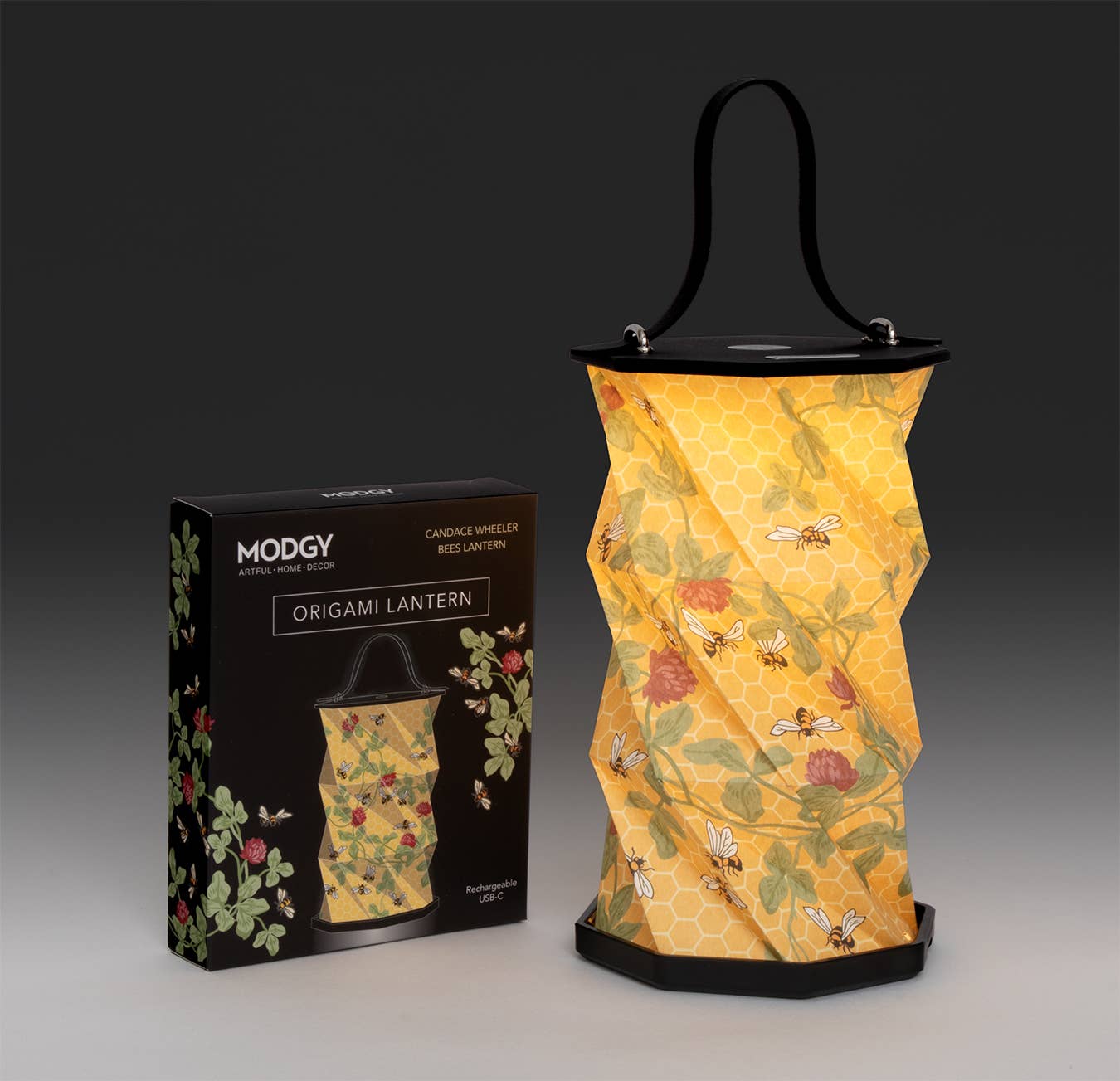 Modgy Candace Wheeler Bees Origami Lantern - Handmade Paper Light for Home Decor, Bedroom, Wedding & Party Decoration | Eco-Friendly DIY Lighting Gift Idea