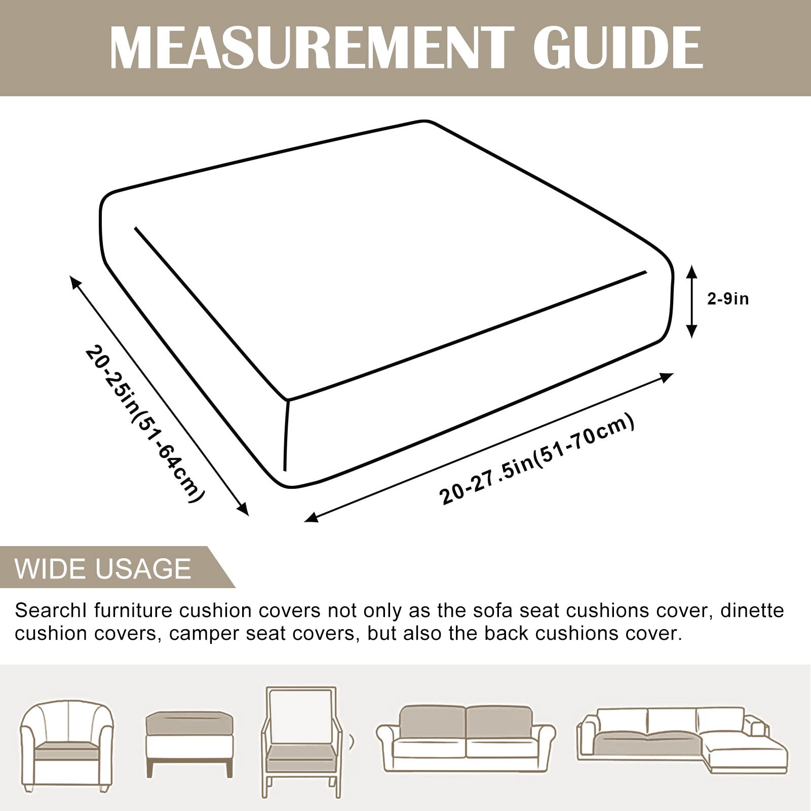 Stretch Sofa Couch Covers Replacement - Elastic Slipcovers for Furniture Protection - Soft Fabric Seat Covers with Elastic Bottom (Small, Gray) - Perfect for Living Room, Bedroom & Home Decor