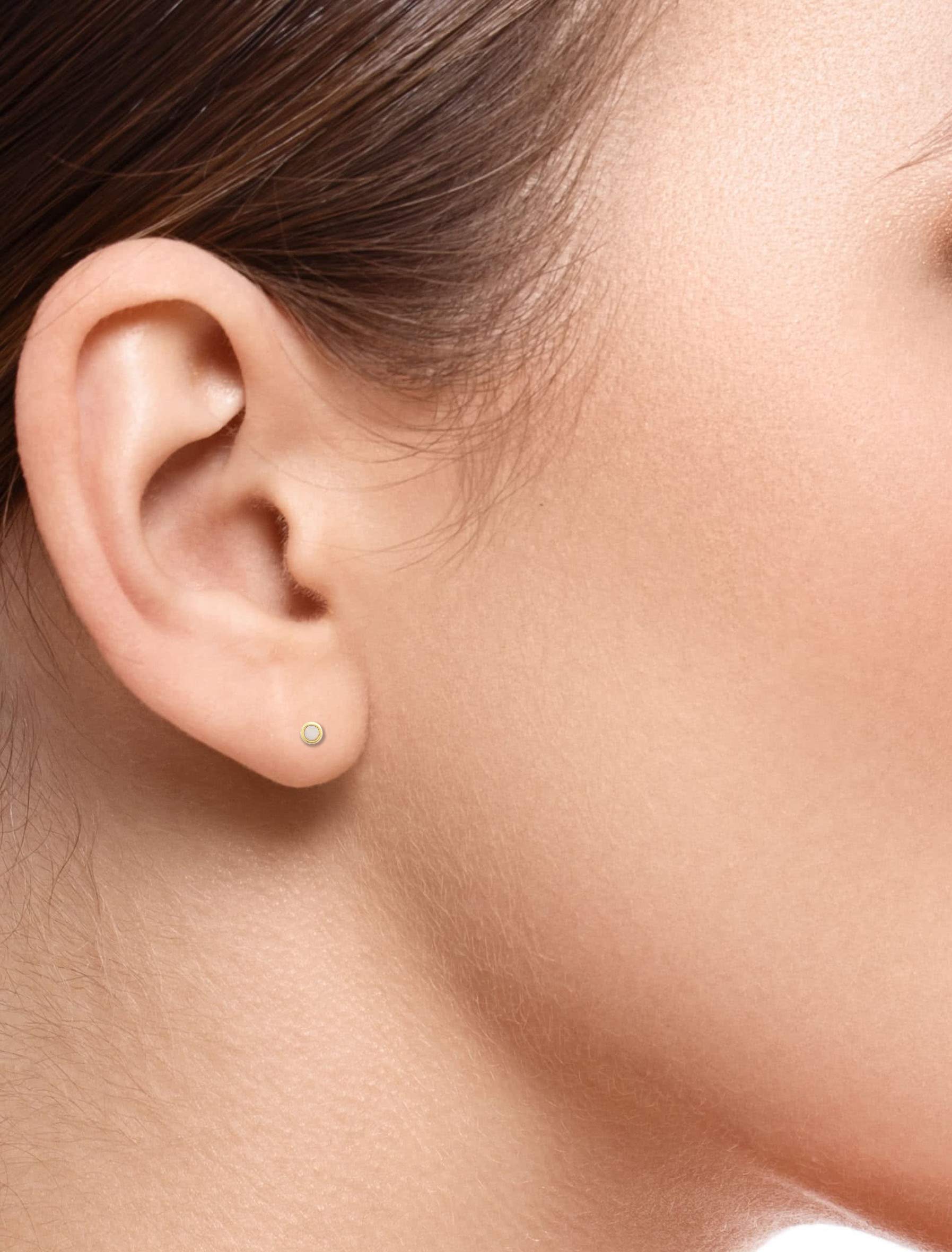 Girls' Petite 18k Gold Plated Sterling Silver Birthstone Stud Earrings & 16