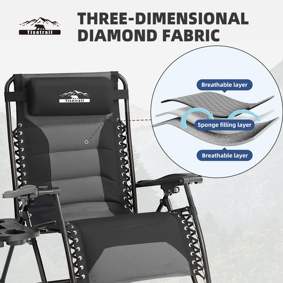 Zero Gravity Chair Oversized Recliner - Padded Folding Lounge Chair with Adjustable Pillow & Cup Holder - XL Anti Gravity Patio Chair for Outdoor, Camping, Backyard, Poolside Relaxation (Beige)